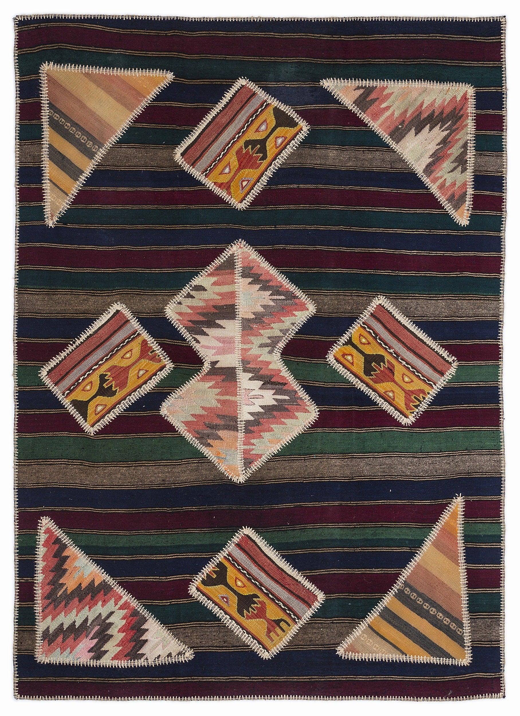 Teselya 1117 Brown Vintage Wool Handmade Area Rug 5'3" x 7'7"