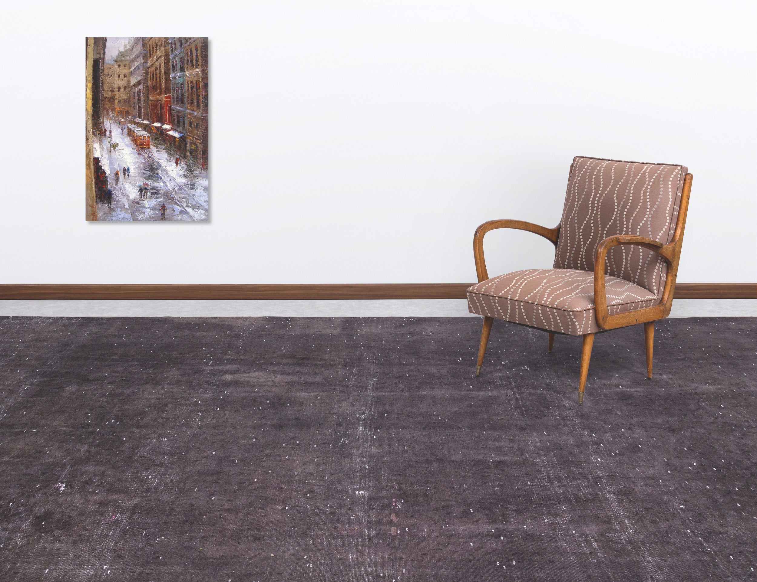 Epir Grey Vintage Wool Handmade Area Rug 9'4" x 13'1"