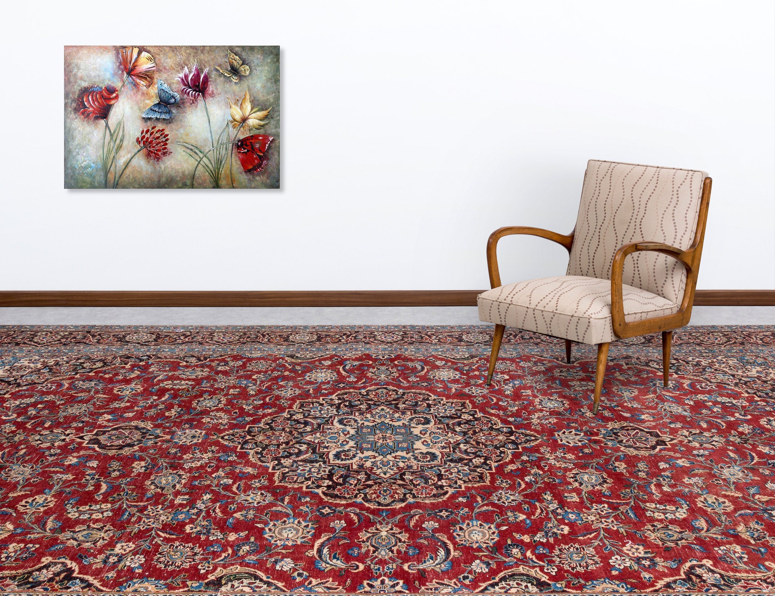 Epir Red Vintage Wool Handmade Area Rug 9'6" x 13'2"