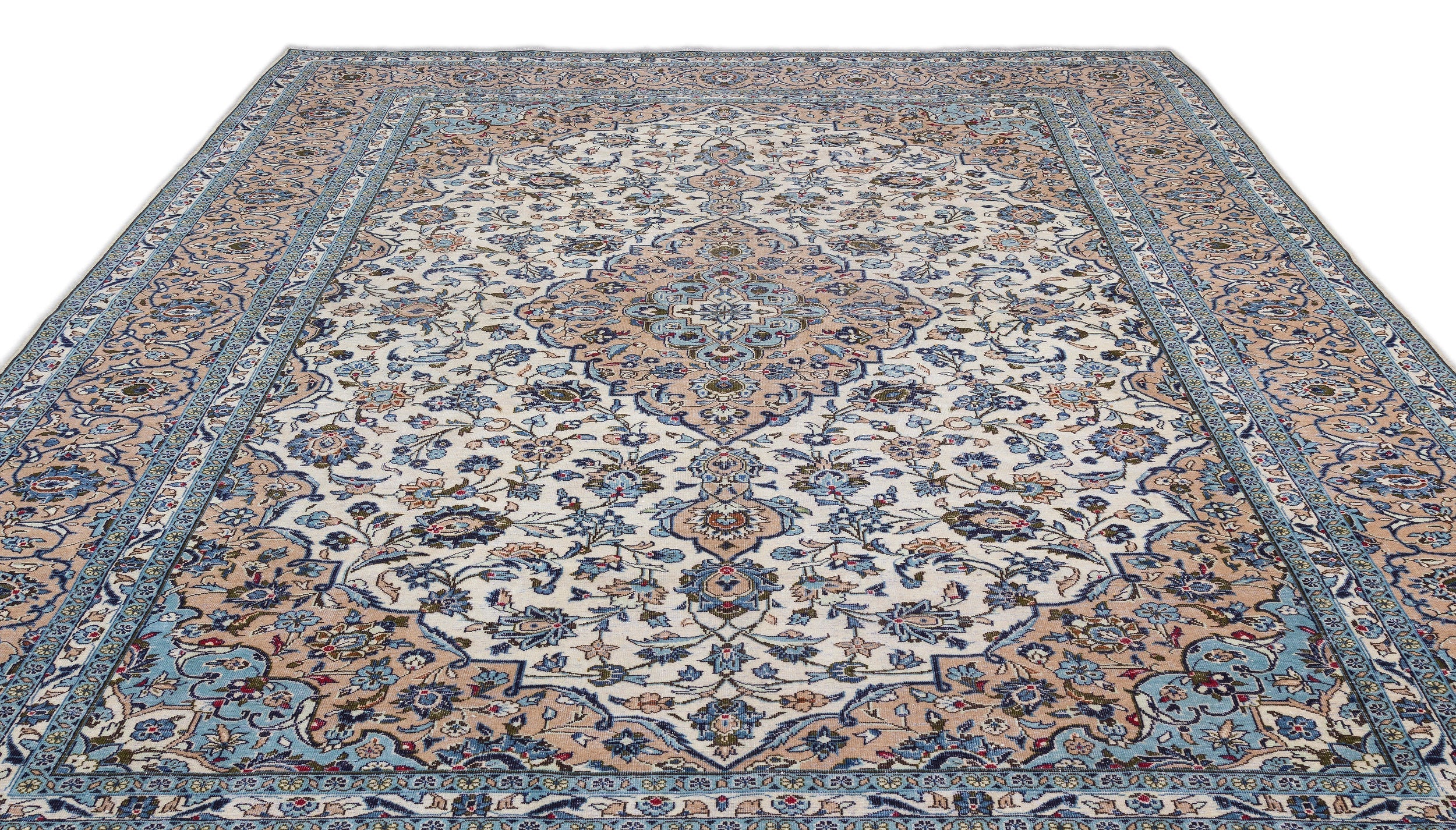 Epir Beige Vintage Wool Handmade Area Rug 9'8" x 13'2"