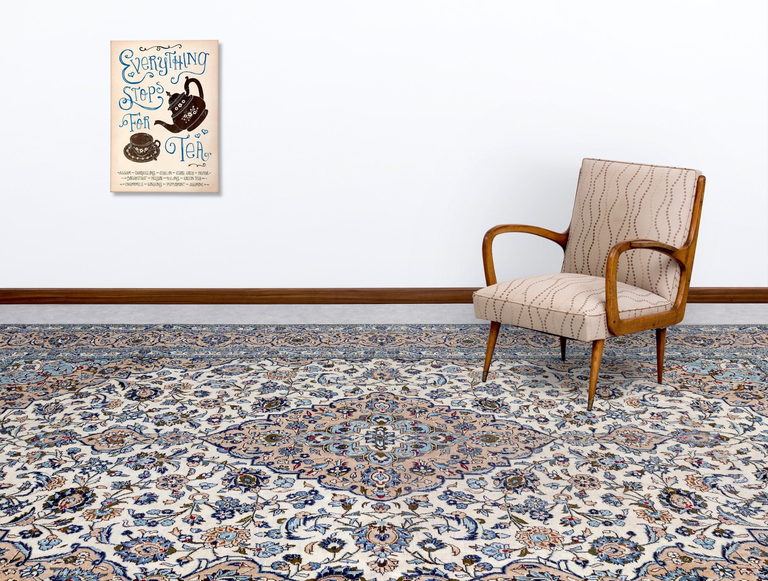 Epir Beige Vintage Wool Handmade Area Rug 9'8" x 13'2"