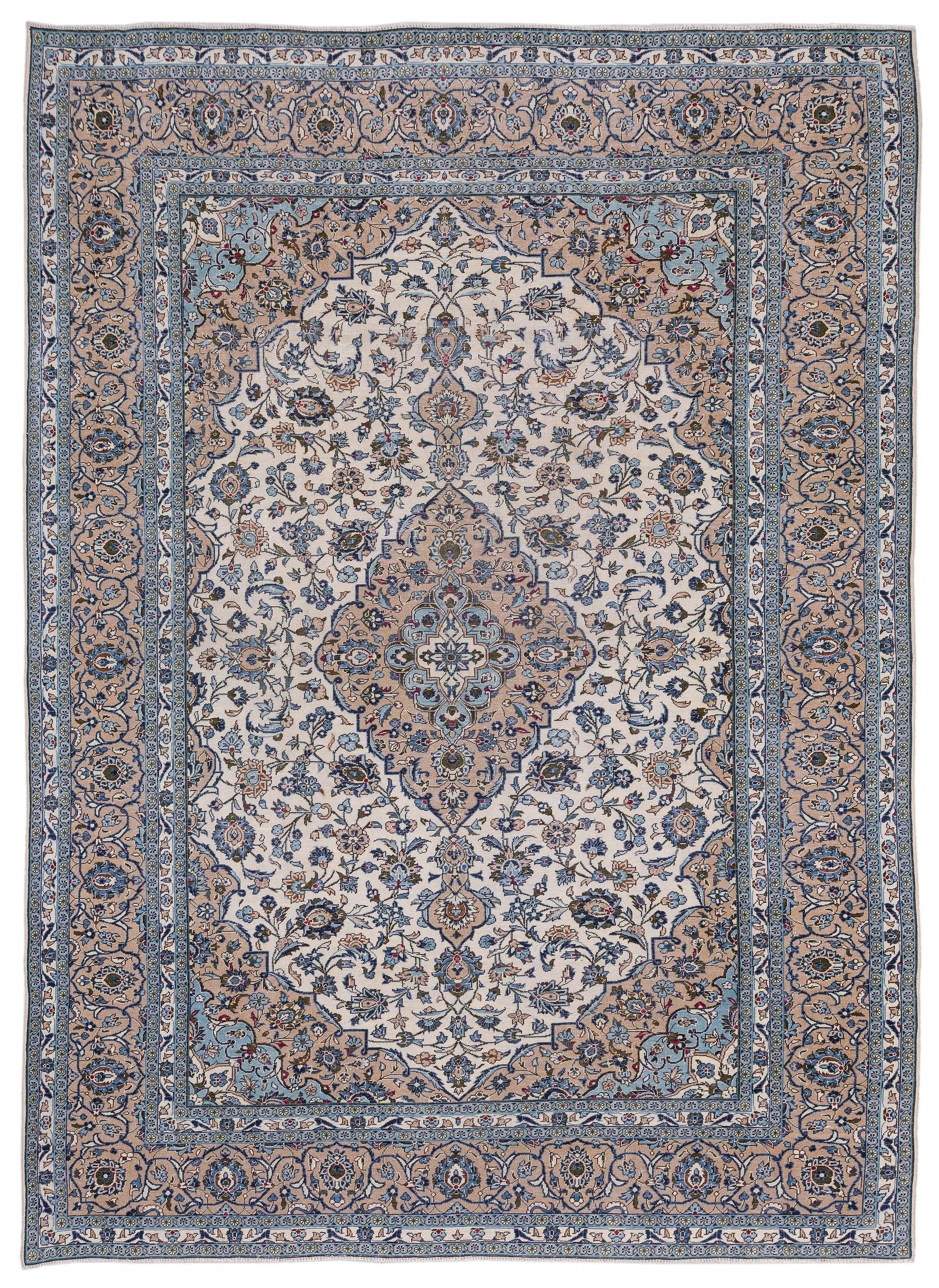 Epir Beige Vintage Wool Handmade Area Rug 9'8" x 13'2"