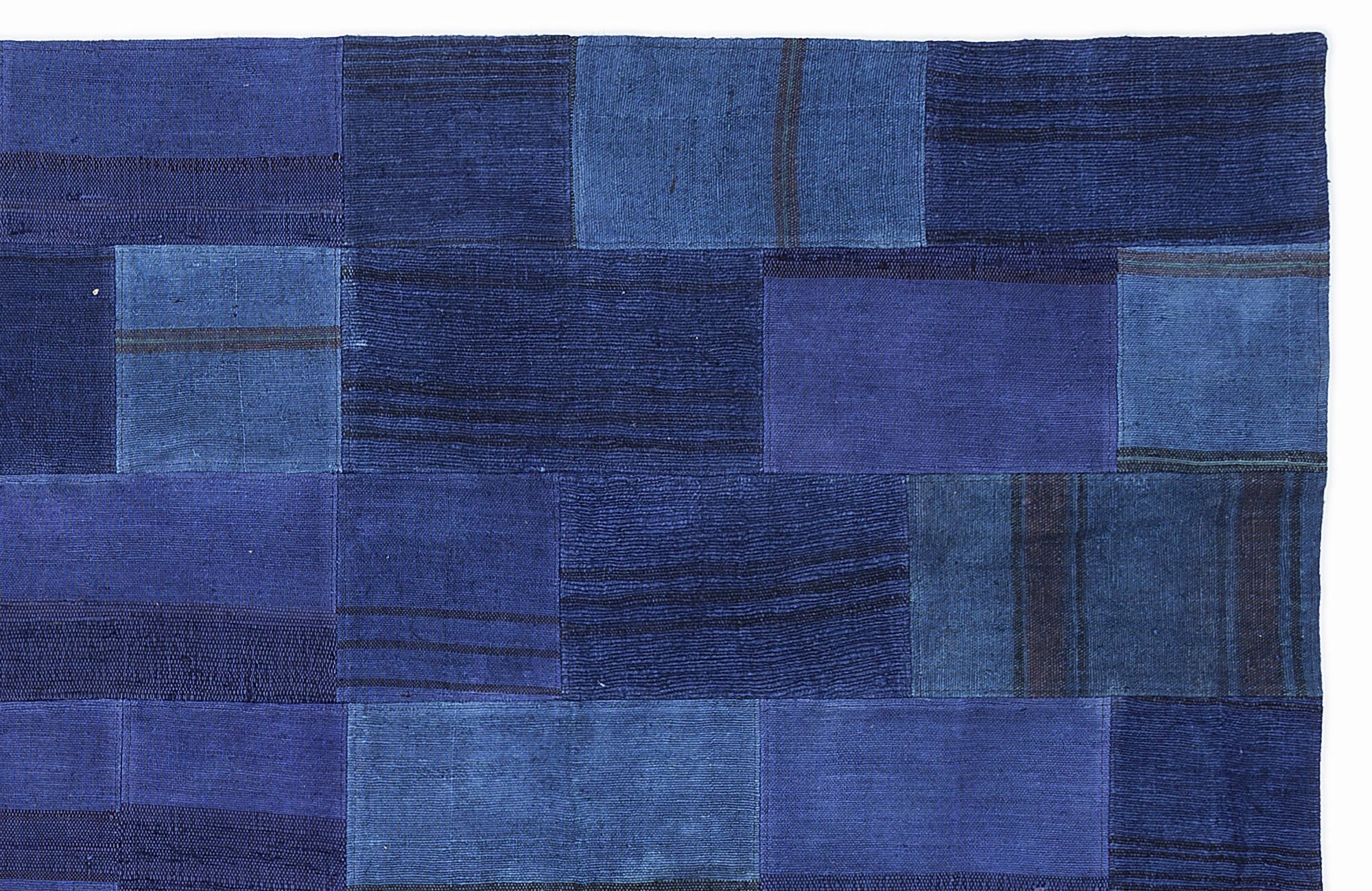 Teselya 1125 Blue Patchwork Wool Handmade Area Rug 5'3" x 7'7"