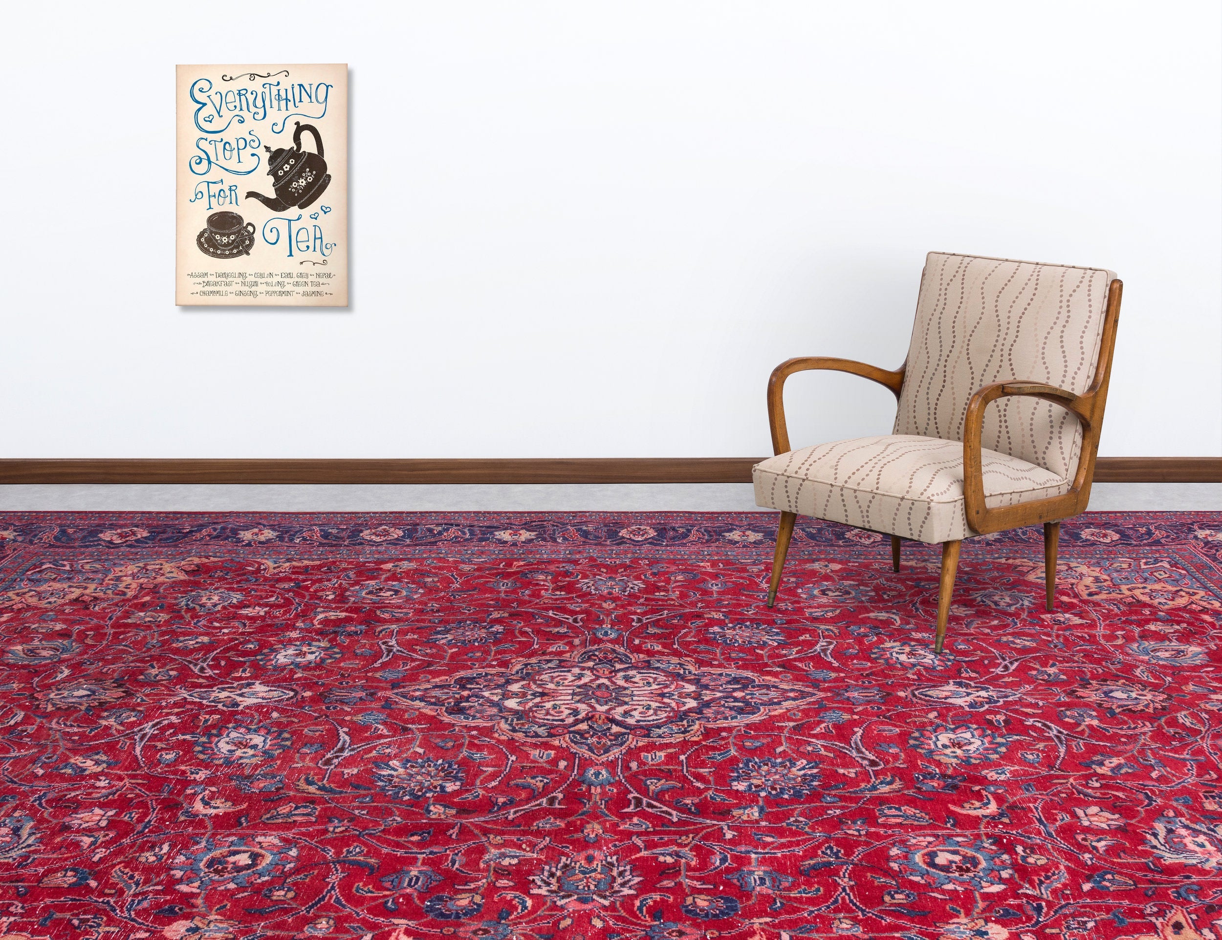 Epir Red Vintage Wool Handmade Area Rug 9'10" x 13'0"