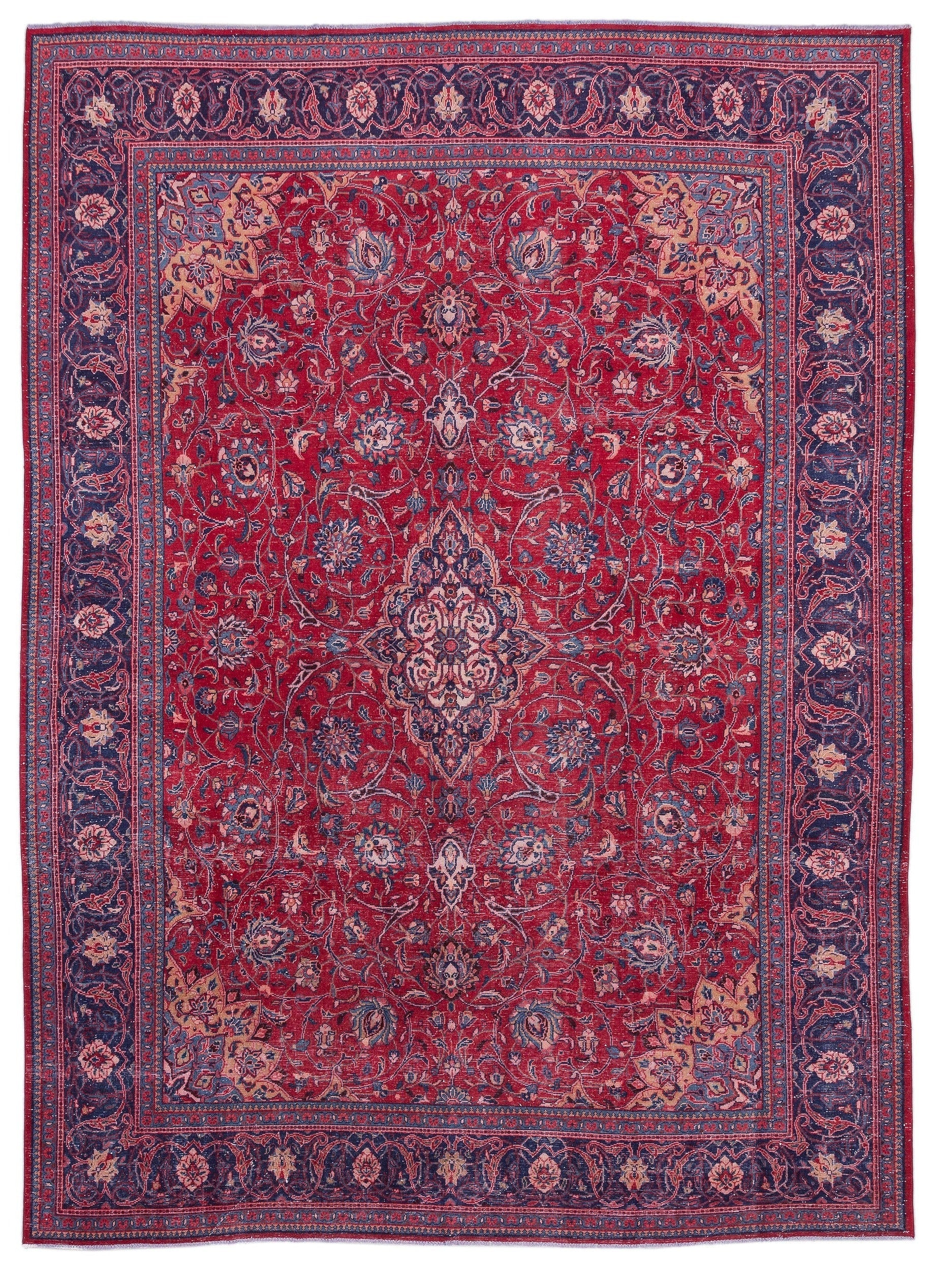 Epir Red Vintage Wool Handmade Area Rug 9'10" x 13'0"