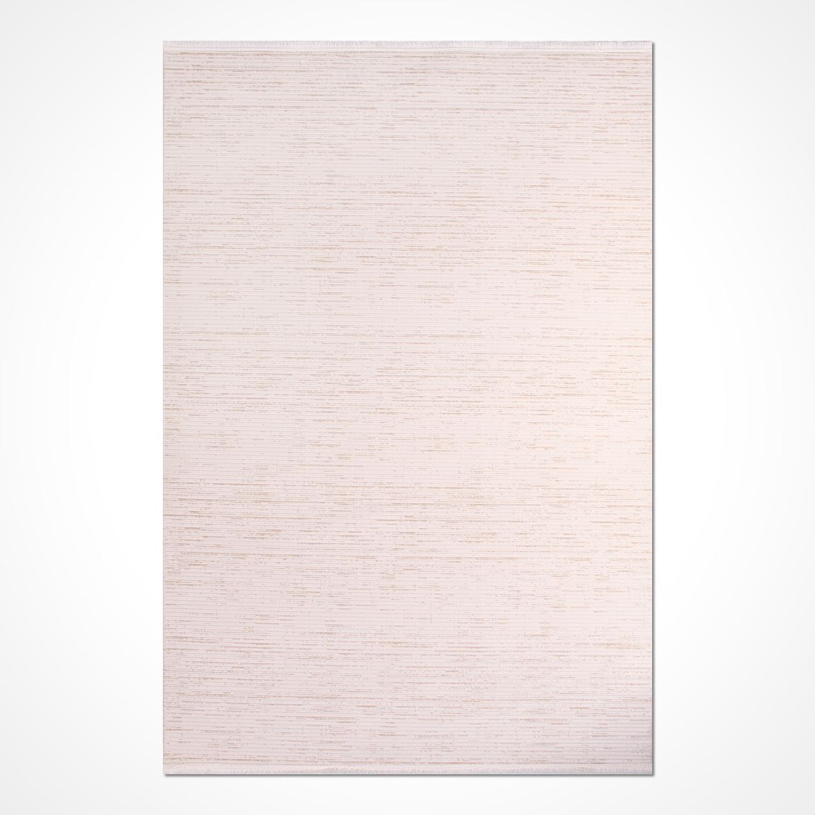 Cream Striped Area Rug – Machine Made Rug with Laser Cut Edges, 8mm Pile Height