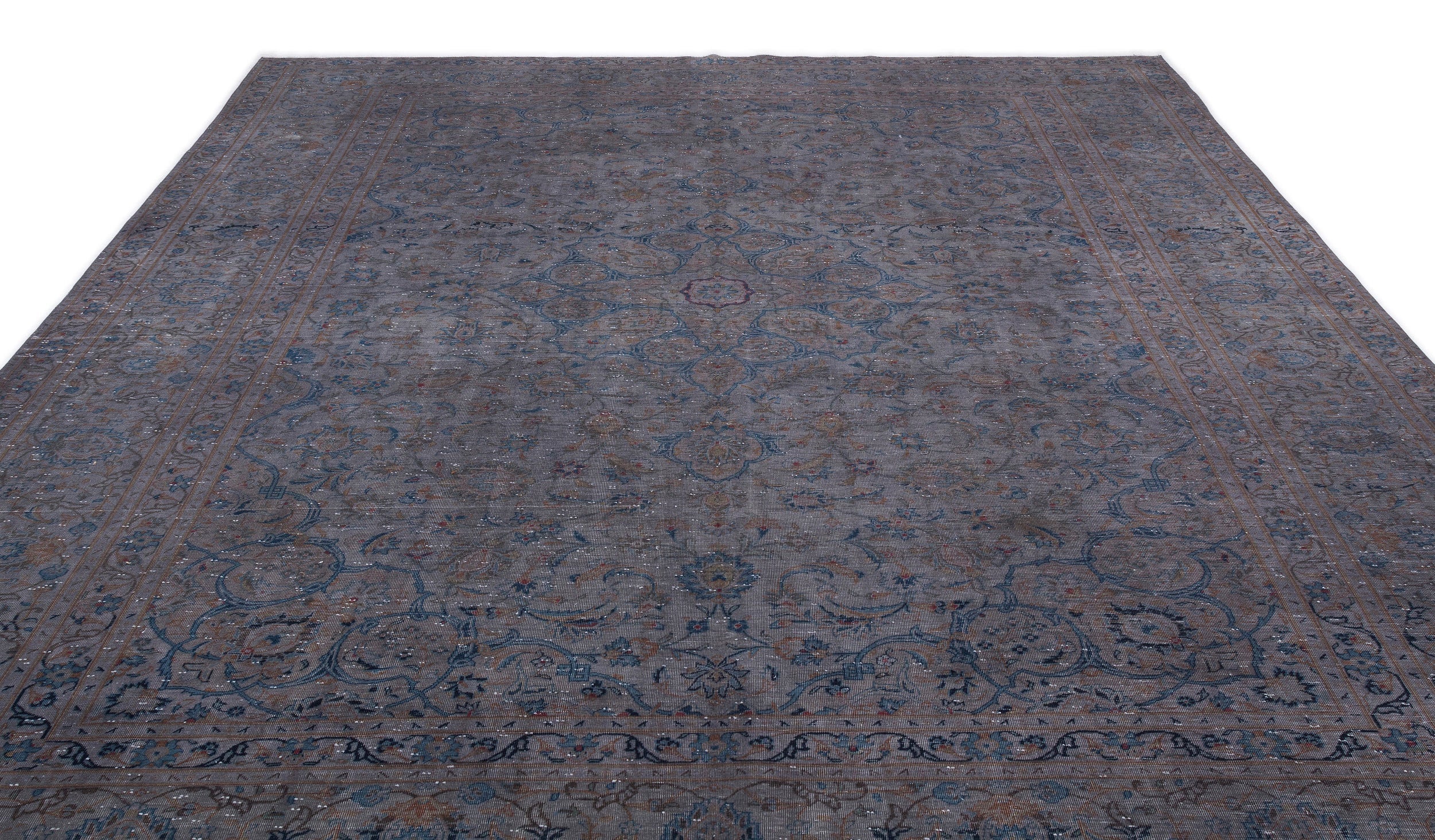 Epir Grey Vintage Wool Handmade Area Rug 9'9" x 13'1"