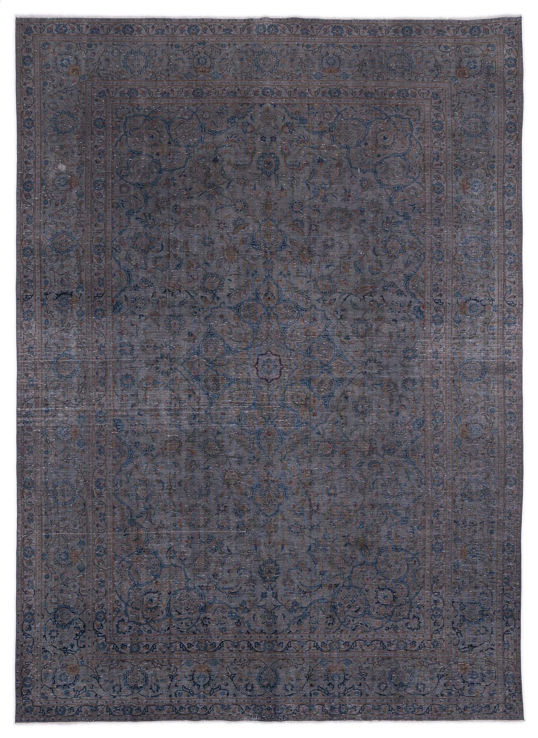Epir Grey Vintage Wool Handmade Area Rug 9'9" x 13'1"
