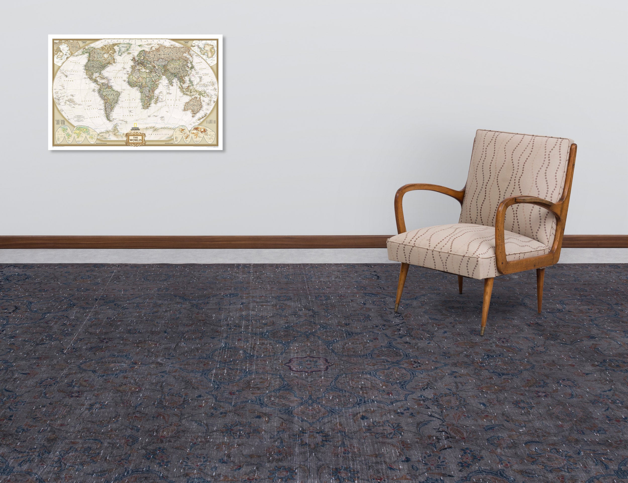 Epir Grey Vintage Wool Handmade Area Rug 9'9" x 13'1"