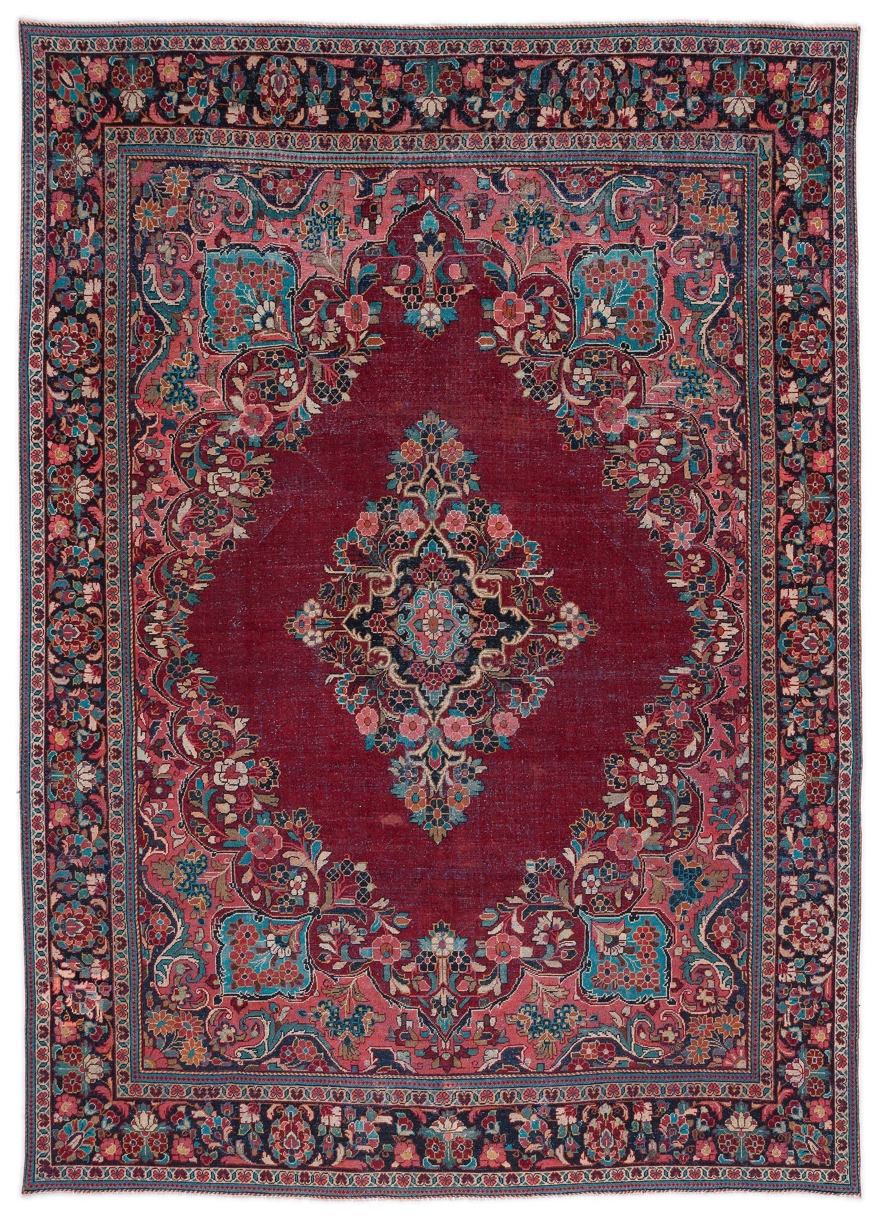 Epir Red Vintage Wool Handmade Area Rug 9'2" x 13'0"