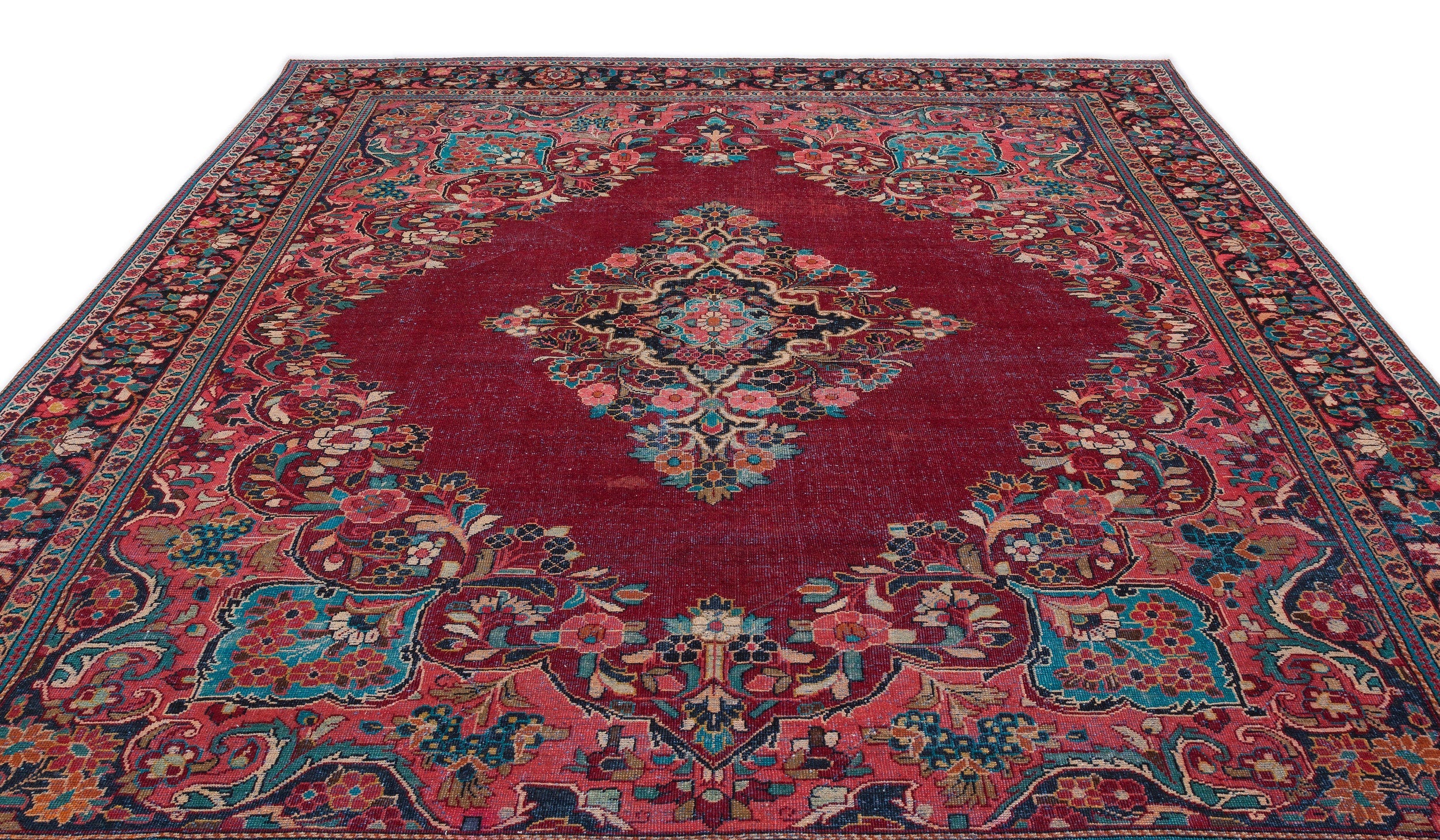 Epir Red Vintage Wool Handmade Area Rug 9'2" x 13'0"