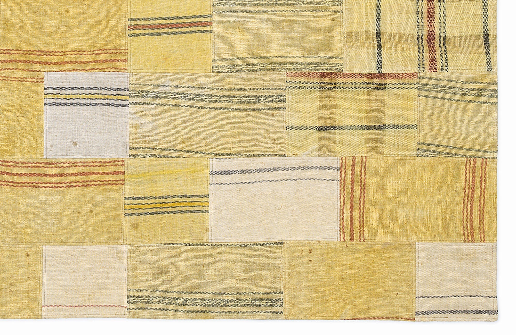 Teselya 1131 Yellow Patchwork Wool Handmade Area Rug 5'3" x 7'7"