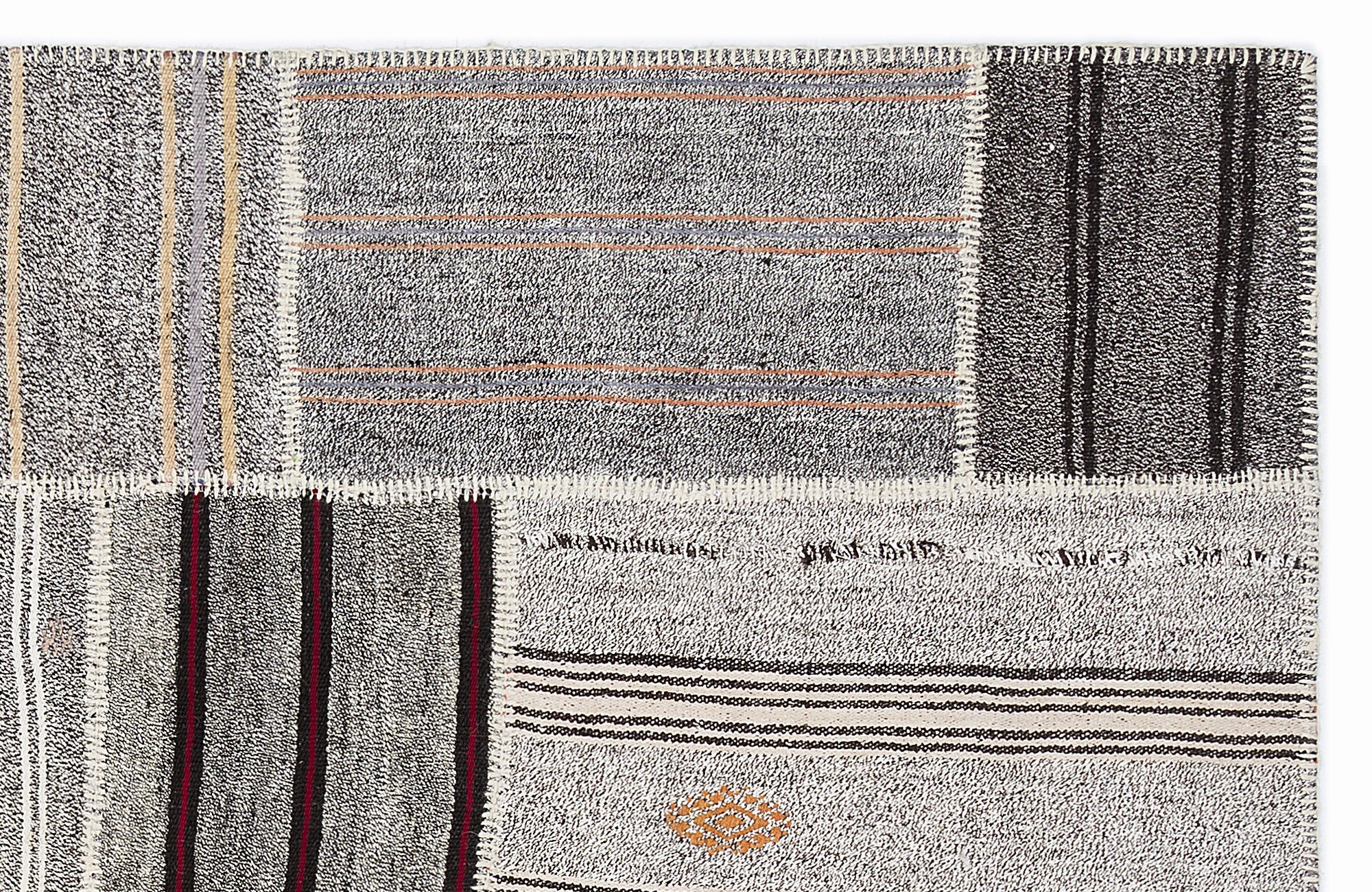Teselya 1133 Beige Striped Wool Handmade Area Rug 5'3" x 7'7"