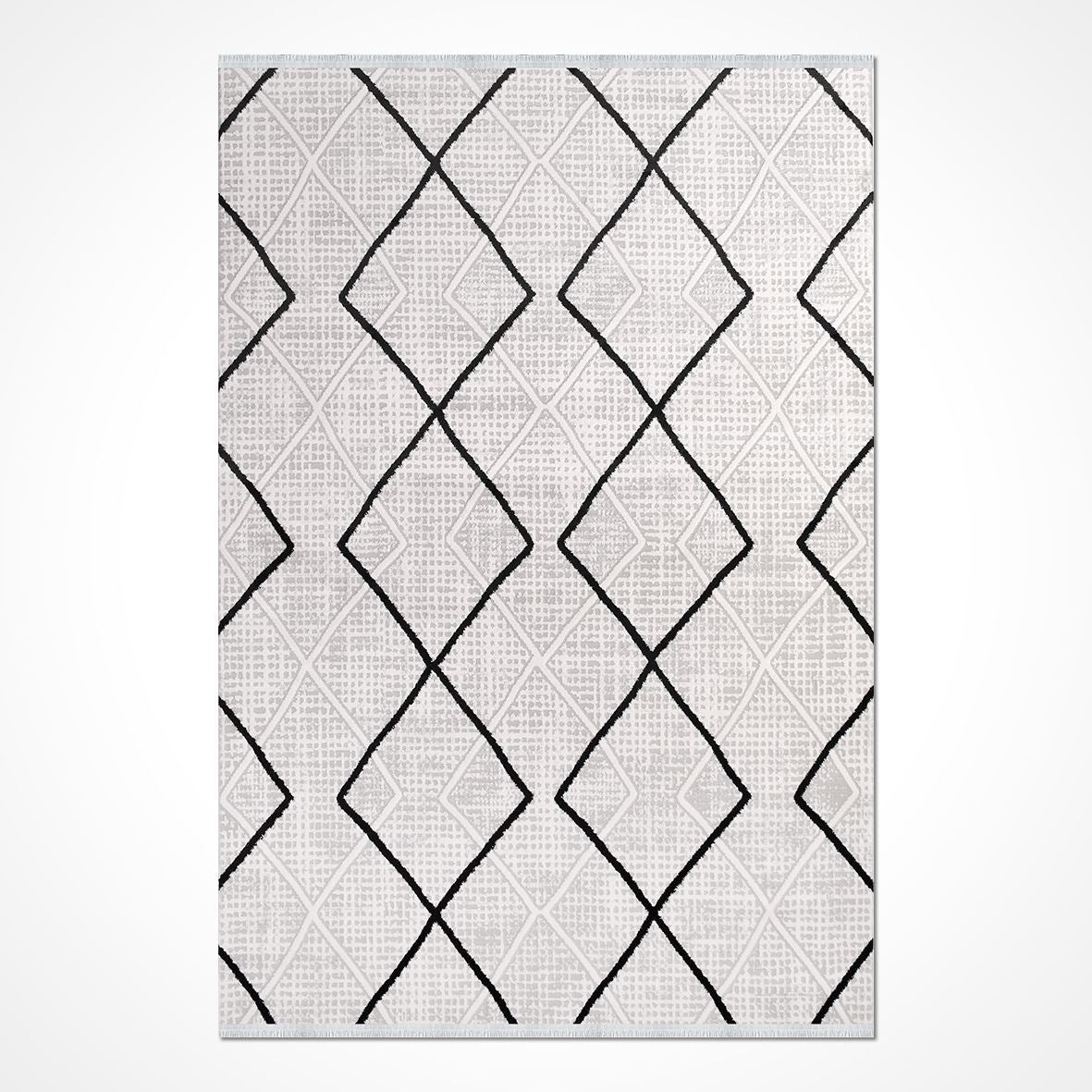 Geometric Area Rug – Machine Made Rug with Laser Cut Edges, 8mm Pile Height