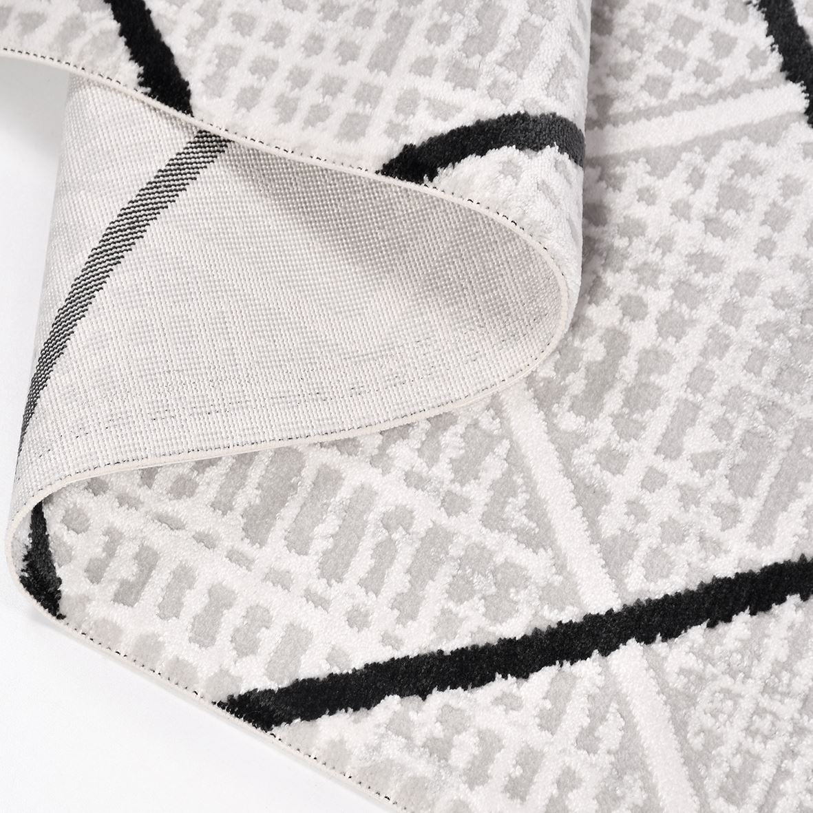 Geometric Area Rug – Machine Made Rug with Laser Cut Edges, 8mm Pile Height