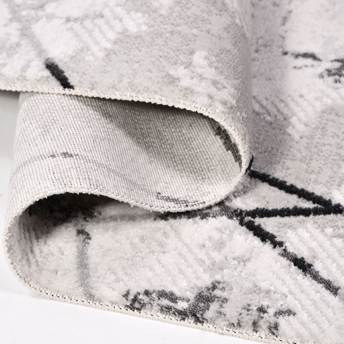 Geometric Area Rug - Machine Made Grey Area Rug With Acrylic Yarn & Laser Cut Edges