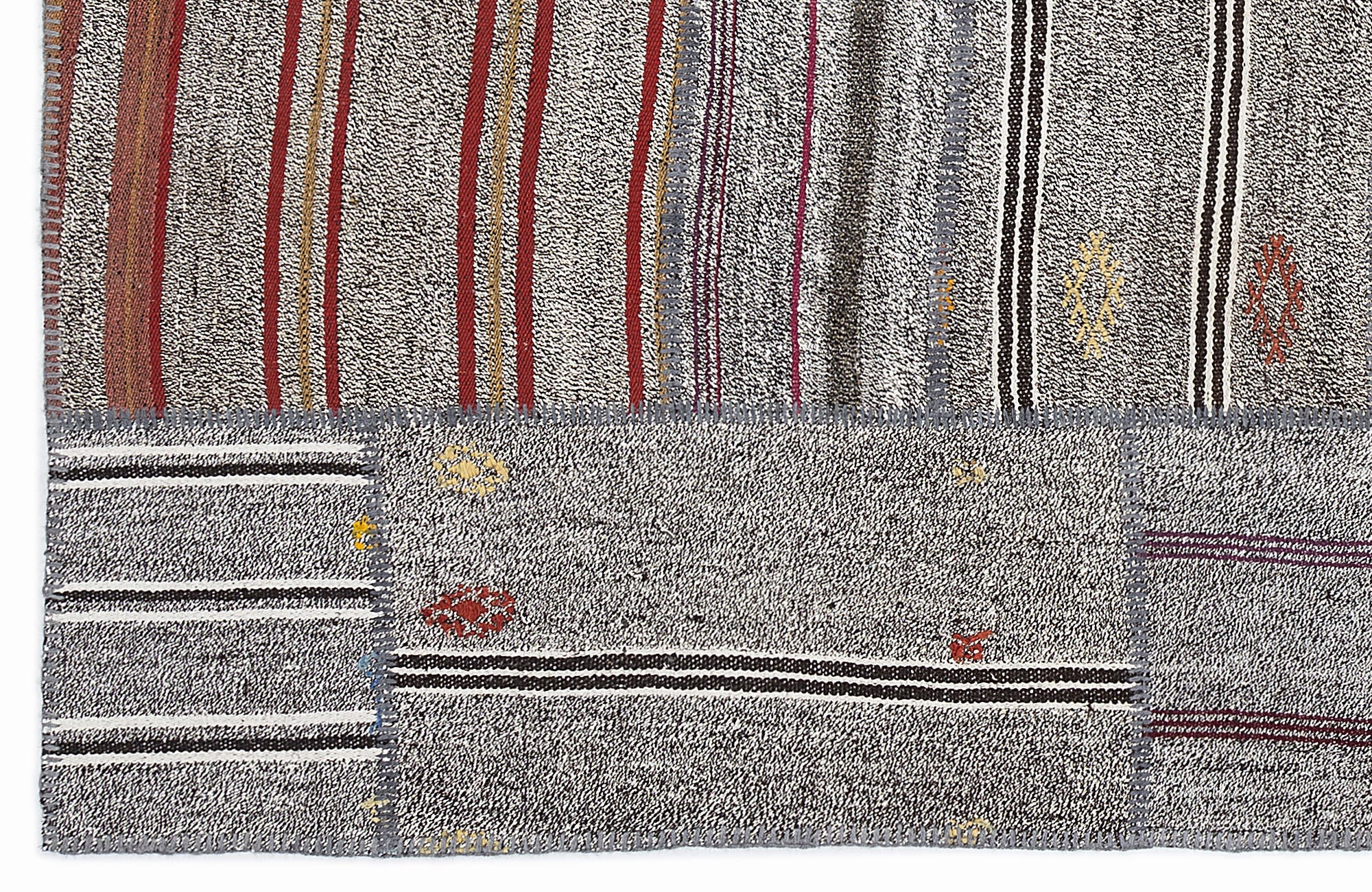 Teselya 1135 Beige Striped Wool Handmade Area Rug 5'3" x 7'7"