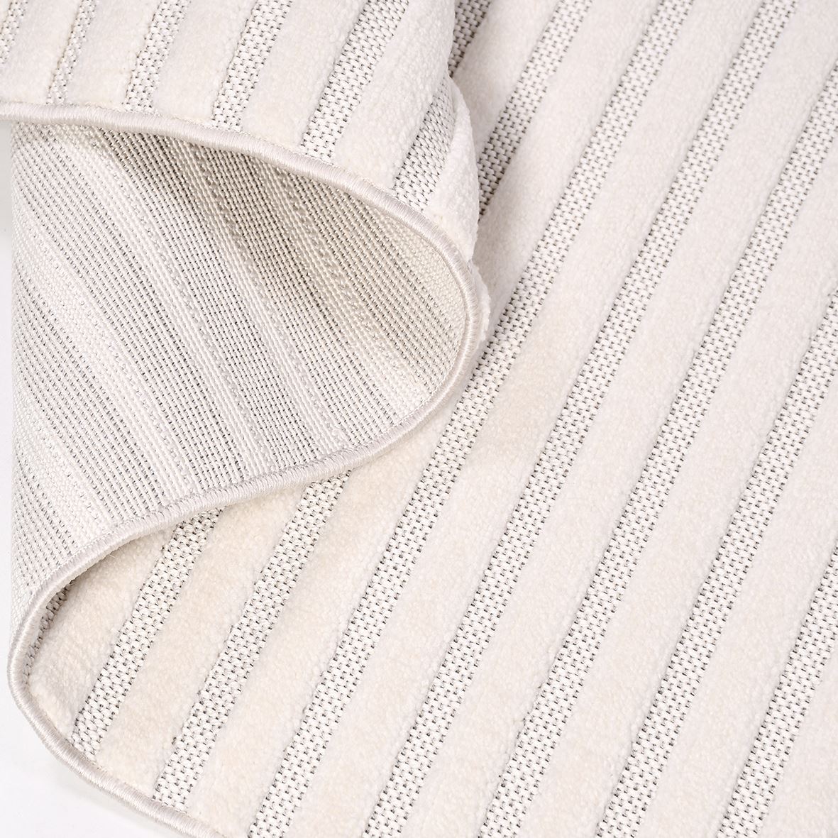 Cream Striped Rug - Machine Made Area Rug With Soft Pile Carpet, Durable Polyester