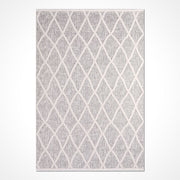 Grey Geometric Area Rug - Machine Made Rug with 8mm Pile Height | Durable Polyester Carpet