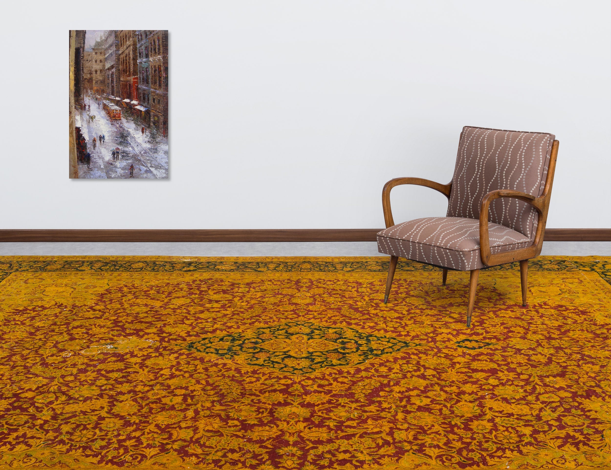 Epir Yellow Vintage Wool Handmade Area Rug 9'4" x 12'8"