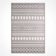 Grey Geometric Area Rug - Machine Made Rug With Durable Polyester Carpet, 8mm Pile