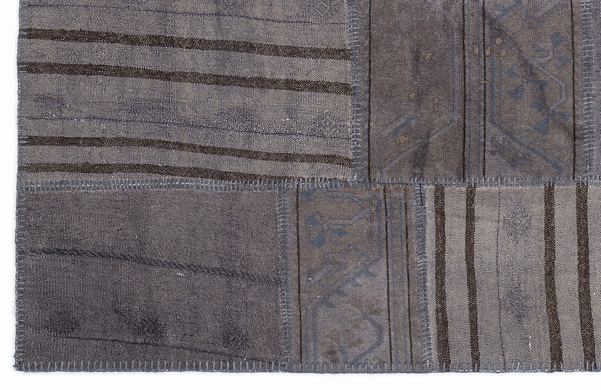 Teselya 1141 Beige Striped Wool Handmade Area Rug 5'3" x 7'7"