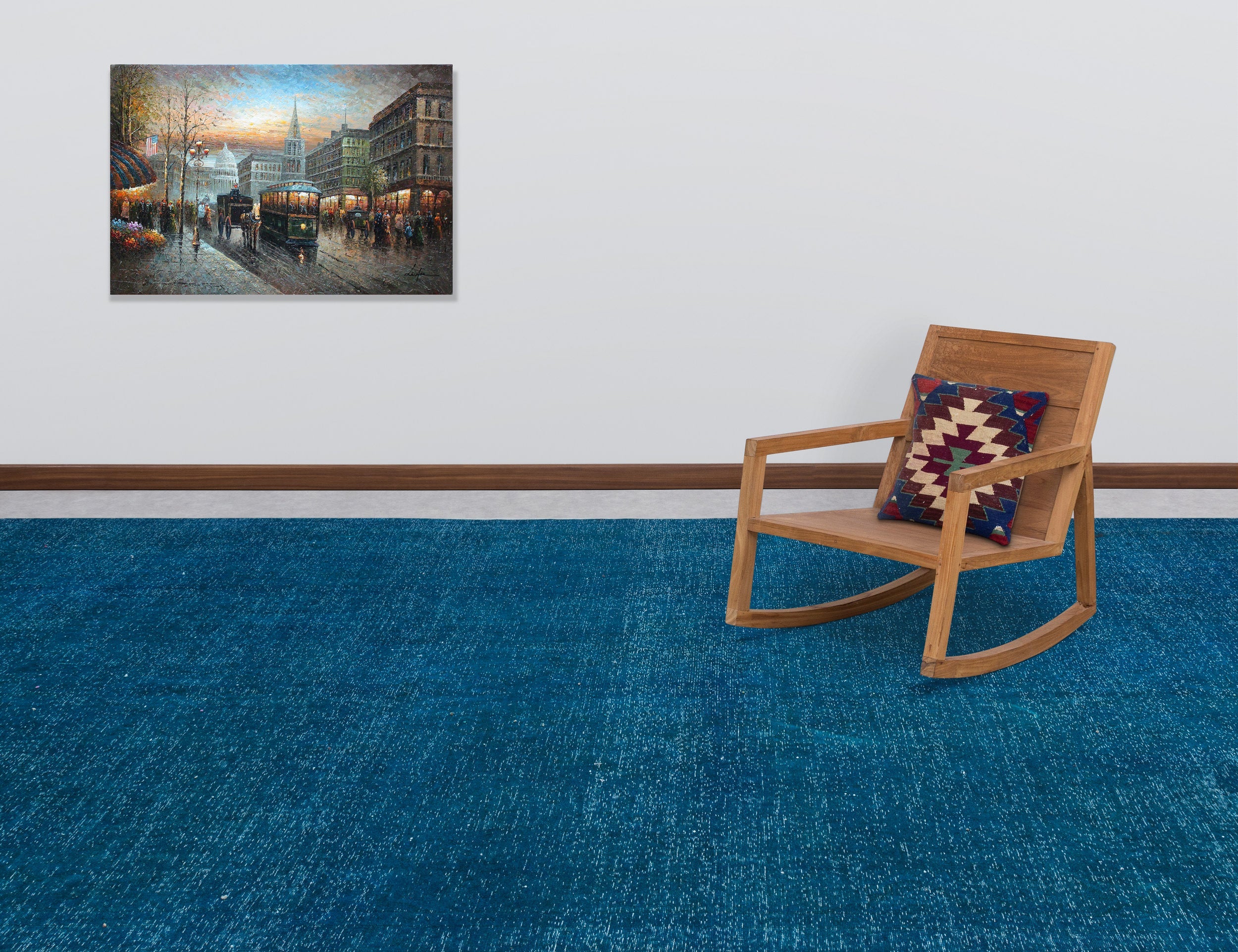 Epir Turquoise Vintage Wool Handmade Area Rug 9'7" x 13'11"