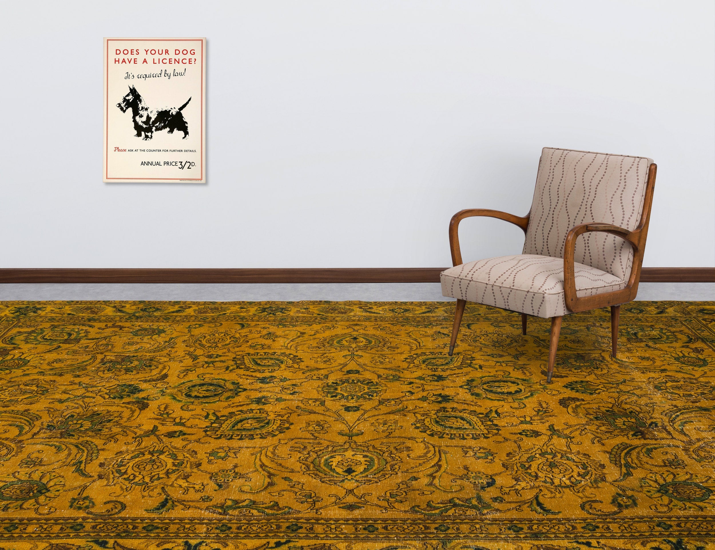 Epir Yellow Vintage Wool Handmade Area Rug 9'1" x 12'11"