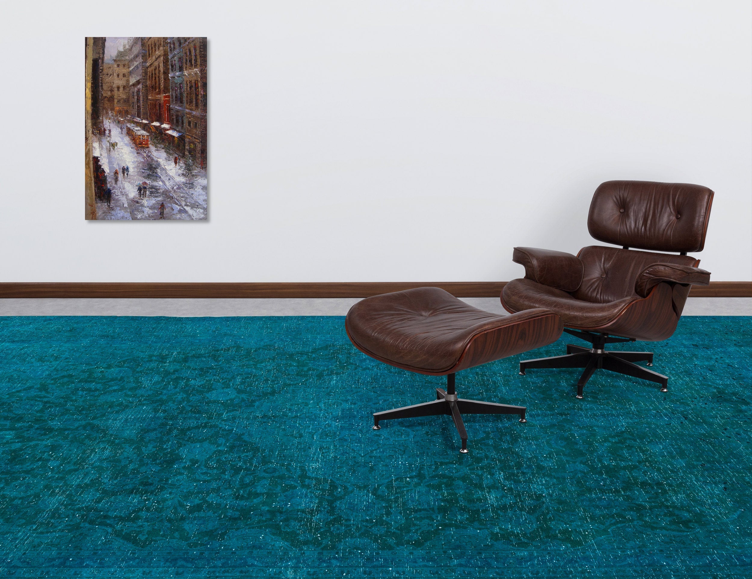 Epir Turquoise Vintage Wool Handmade Area Rug 9'6" x 13'0"