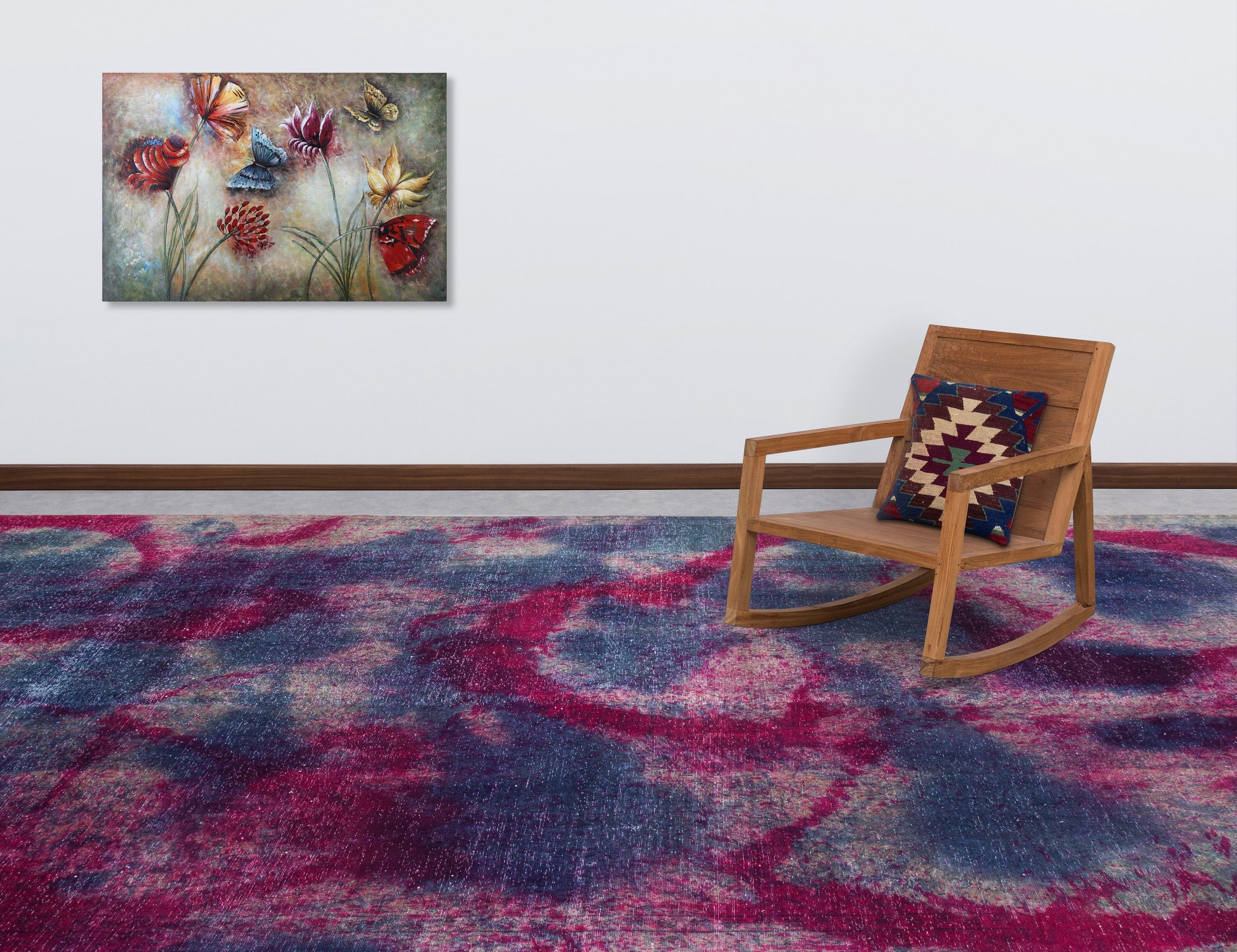 Epir Blue Vintage Wool Handmade Area Rug 9'5" x 12'11"