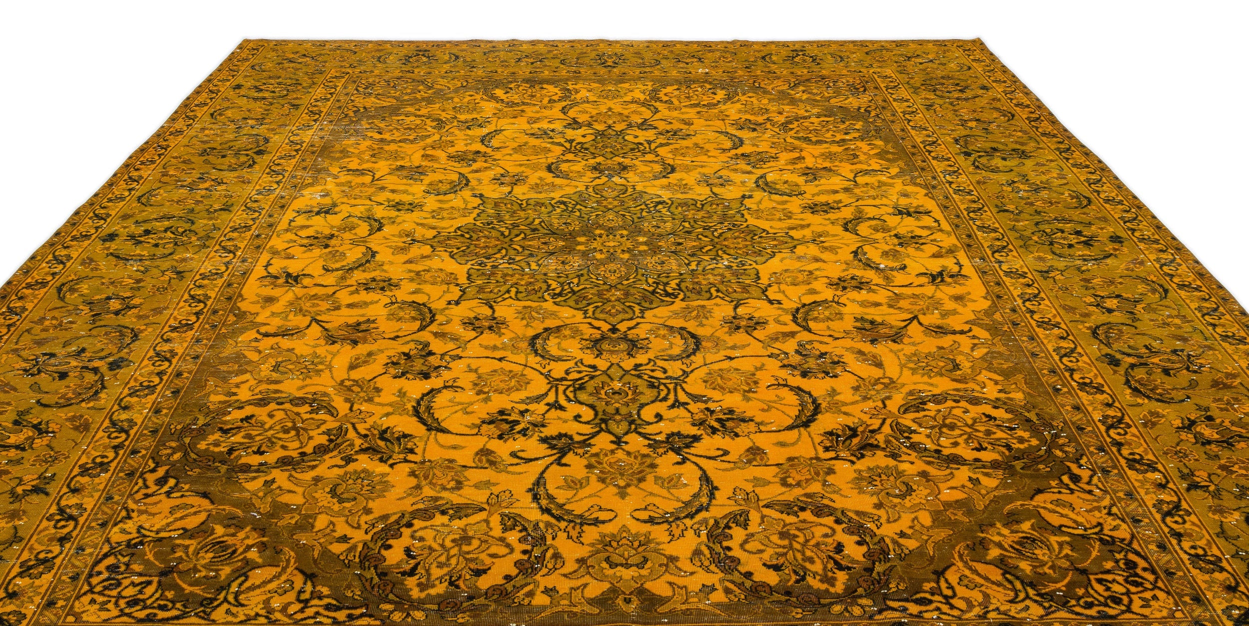 Epir Yellow Vintage Wool Handmade Area Rug 9'7" x 13'9"