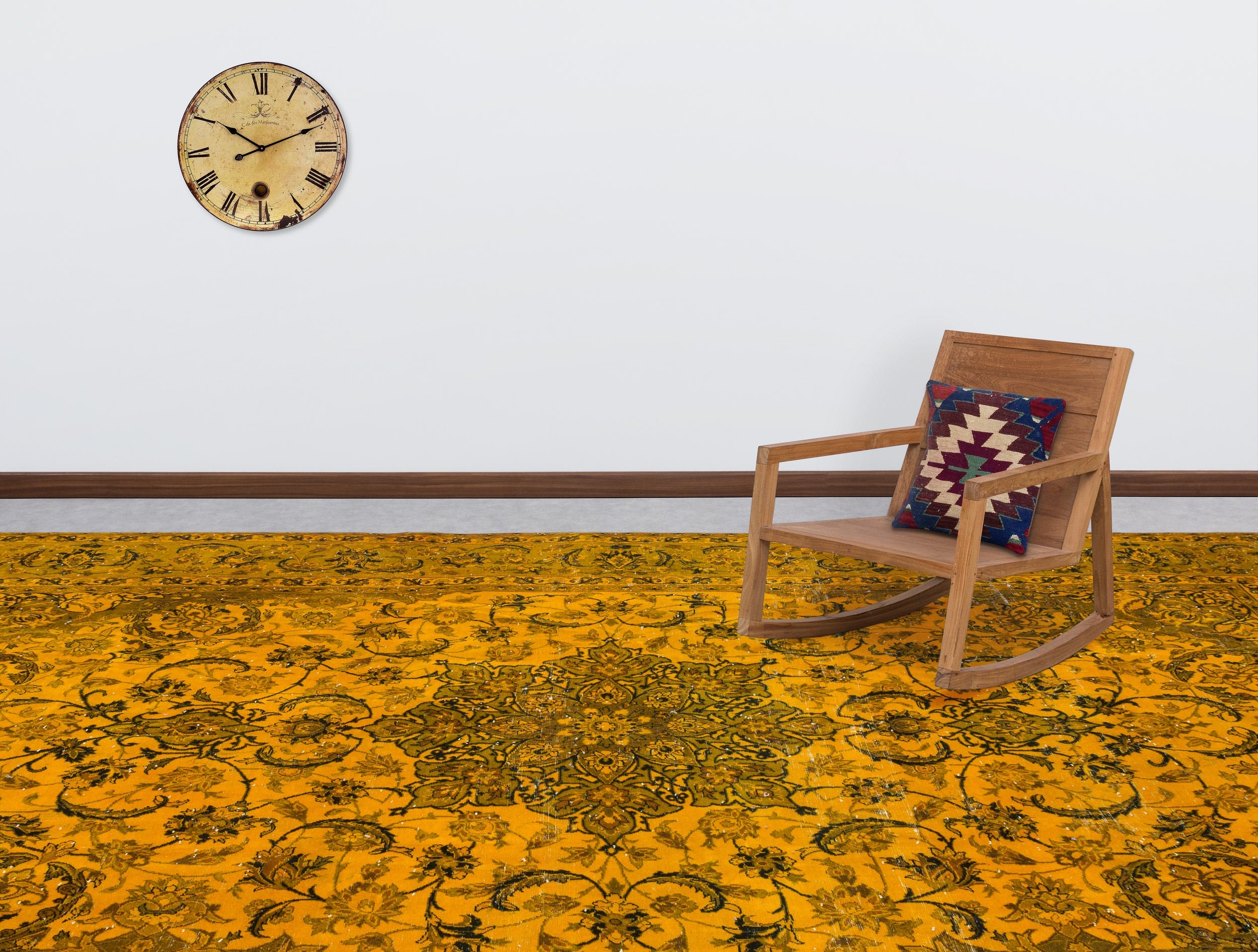 Epir Yellow Vintage Wool Handmade Area Rug 9'7" x 13'9"