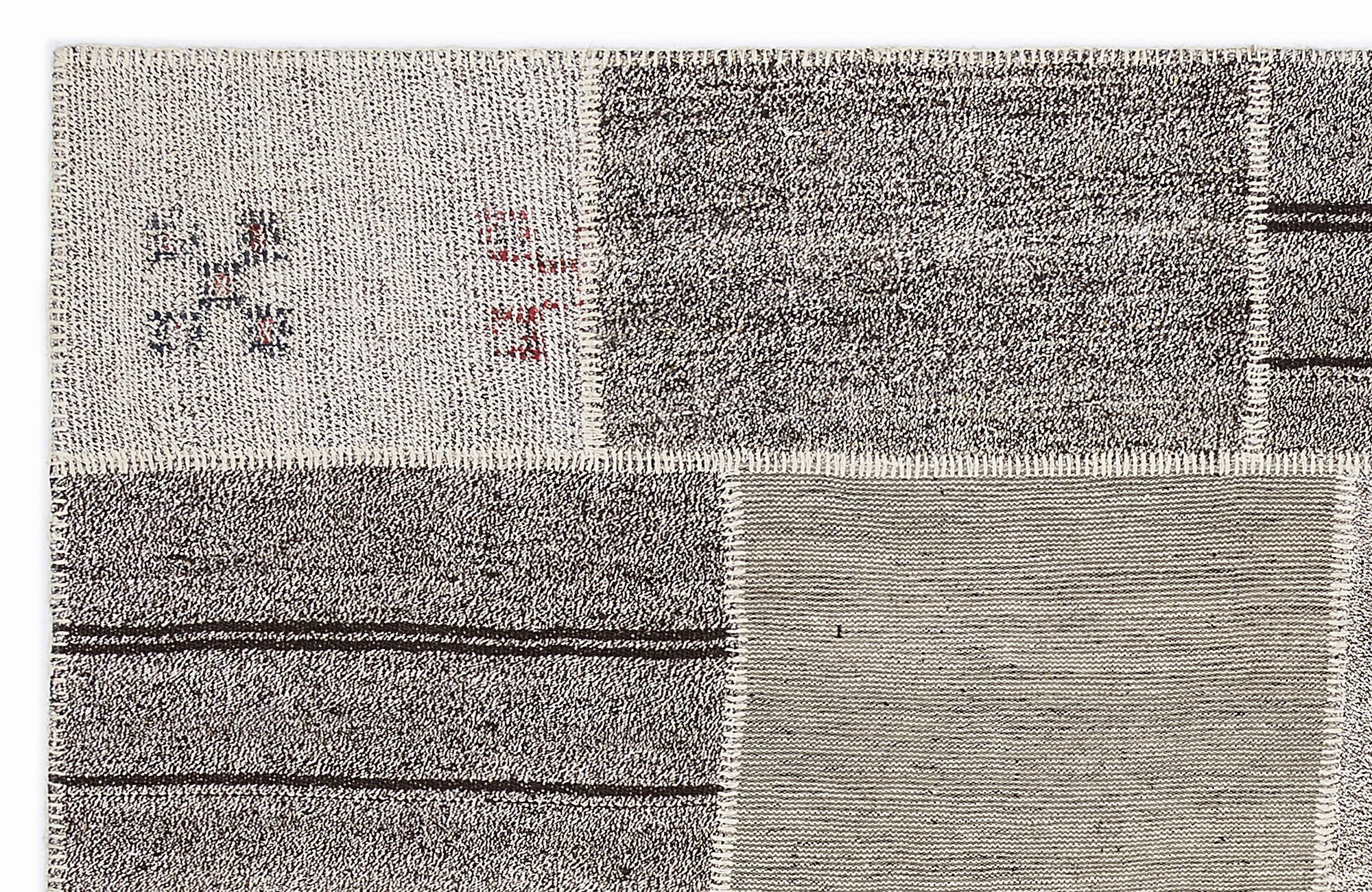 Teselya 1148 Beige Striped Wool Handmade Area Rug 5'3" x 7'7"