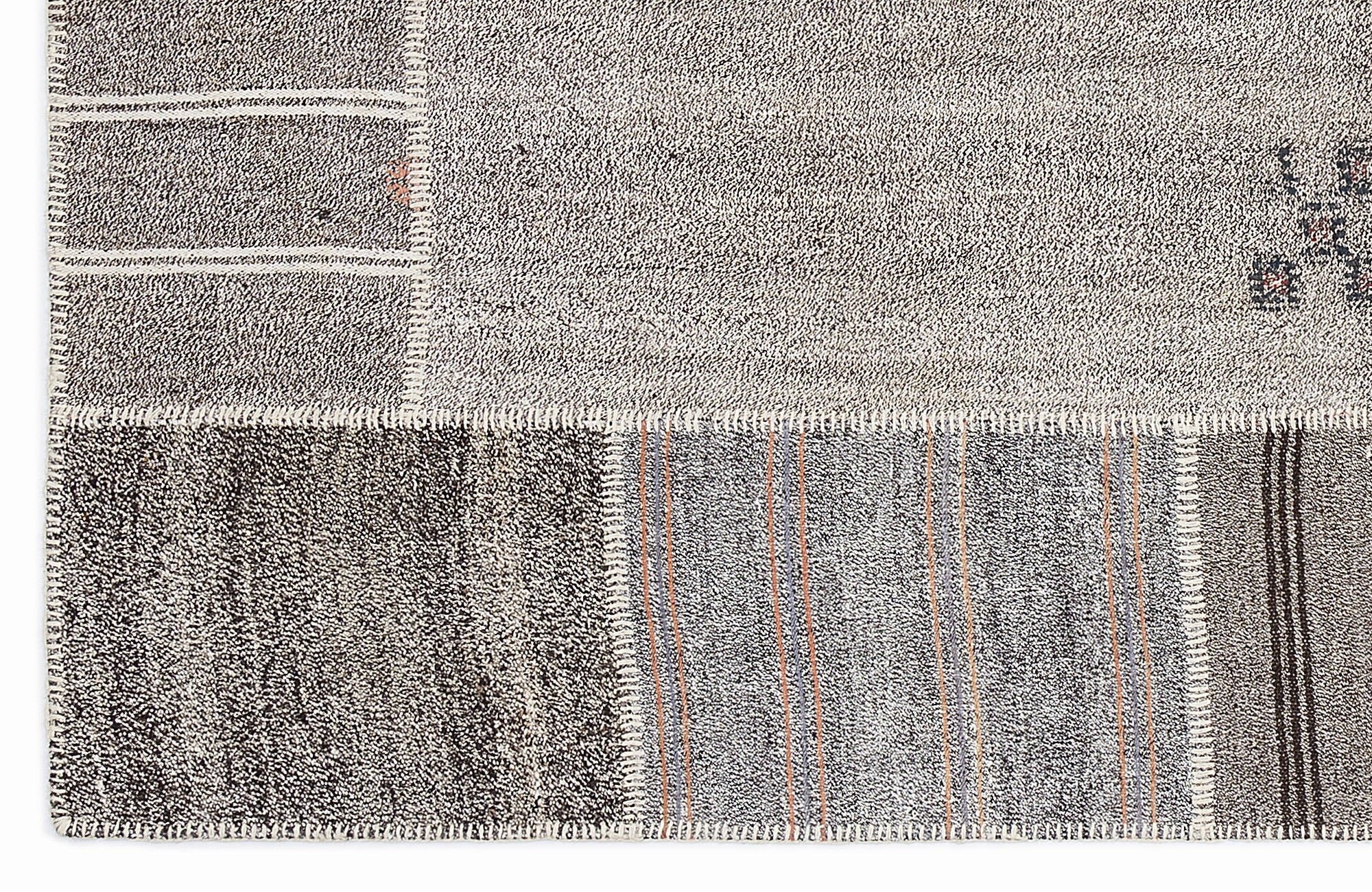 Teselya 1148 Beige Striped Wool Handmade Area Rug 5'3" x 7'7"