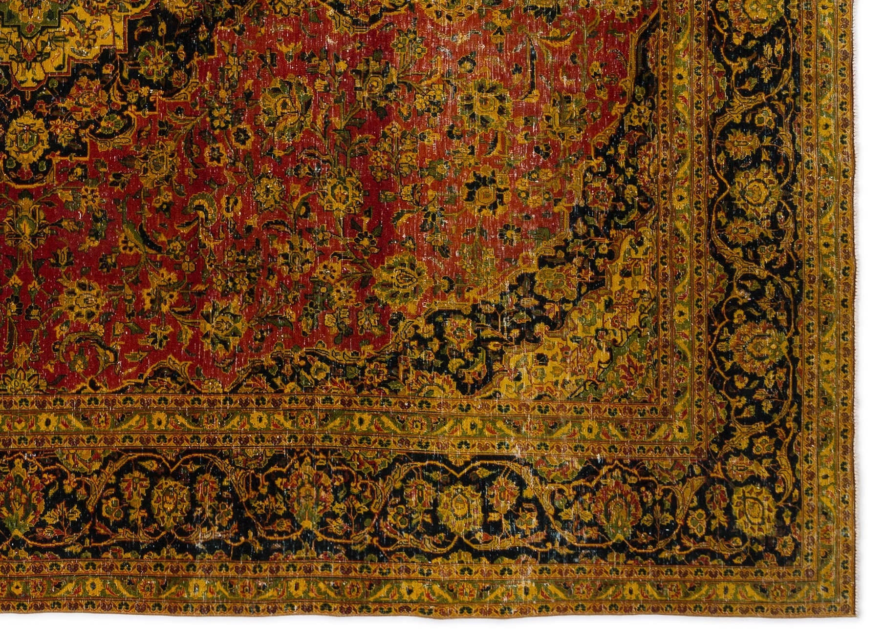 Epir Yellow Vintage Wool Handmade Area Rug 9'3" x 9'7"