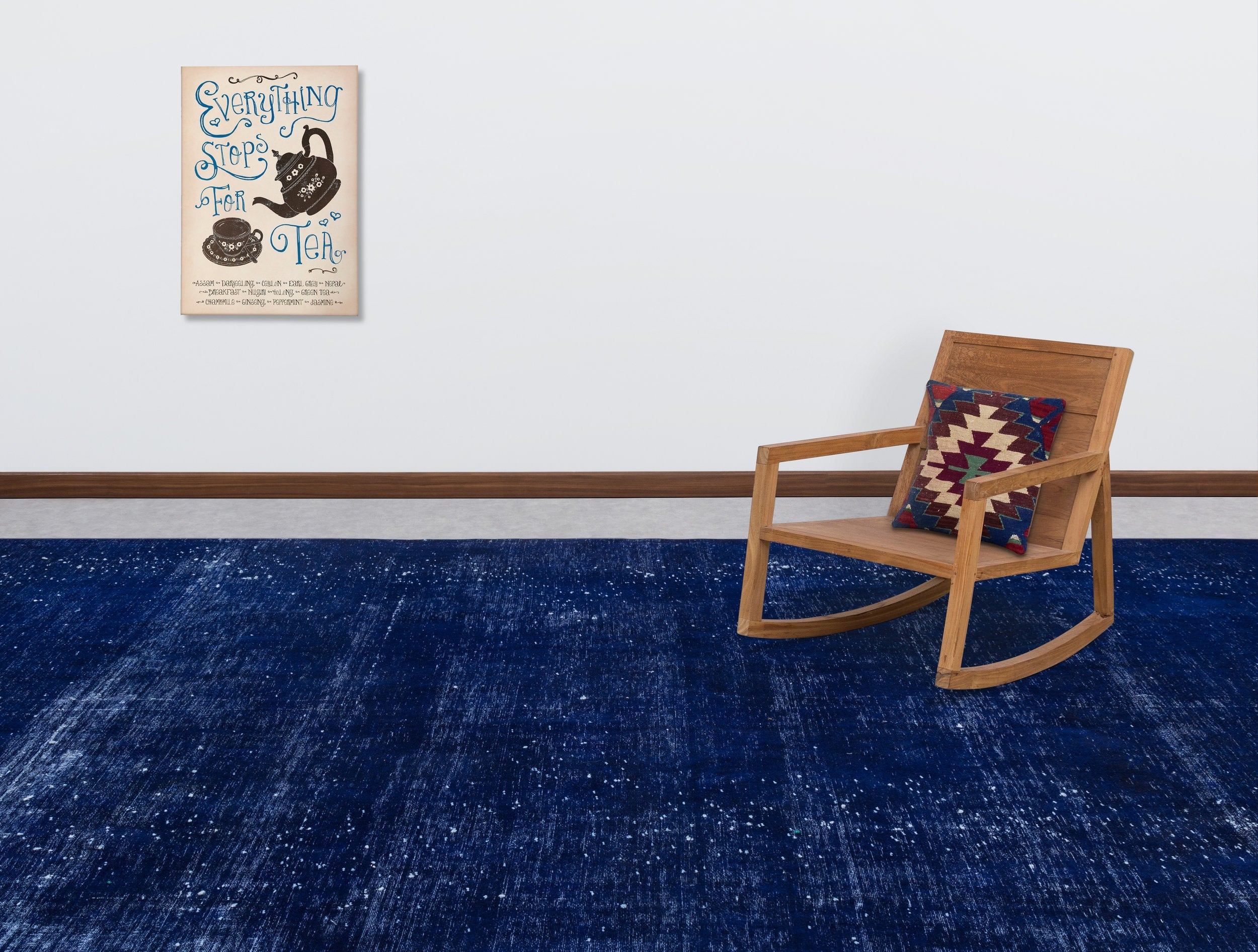 Epir Blue Vintage Wool Handmade Area Rug 9'6" x 12'4"