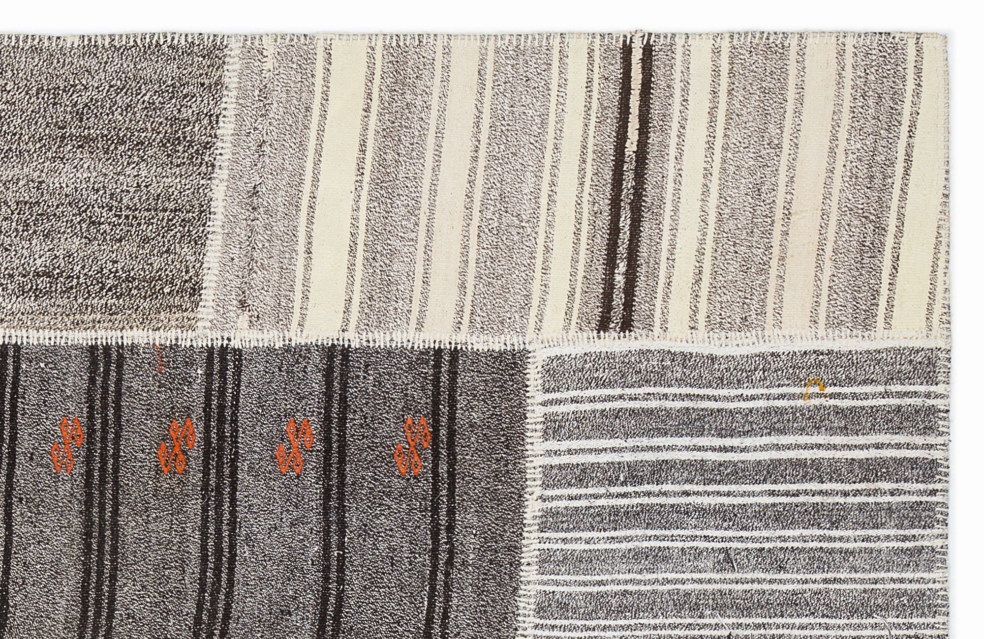 Teselya 1149 Beige Striped Wool Handmade Area Rug 5'3" x 7'7"