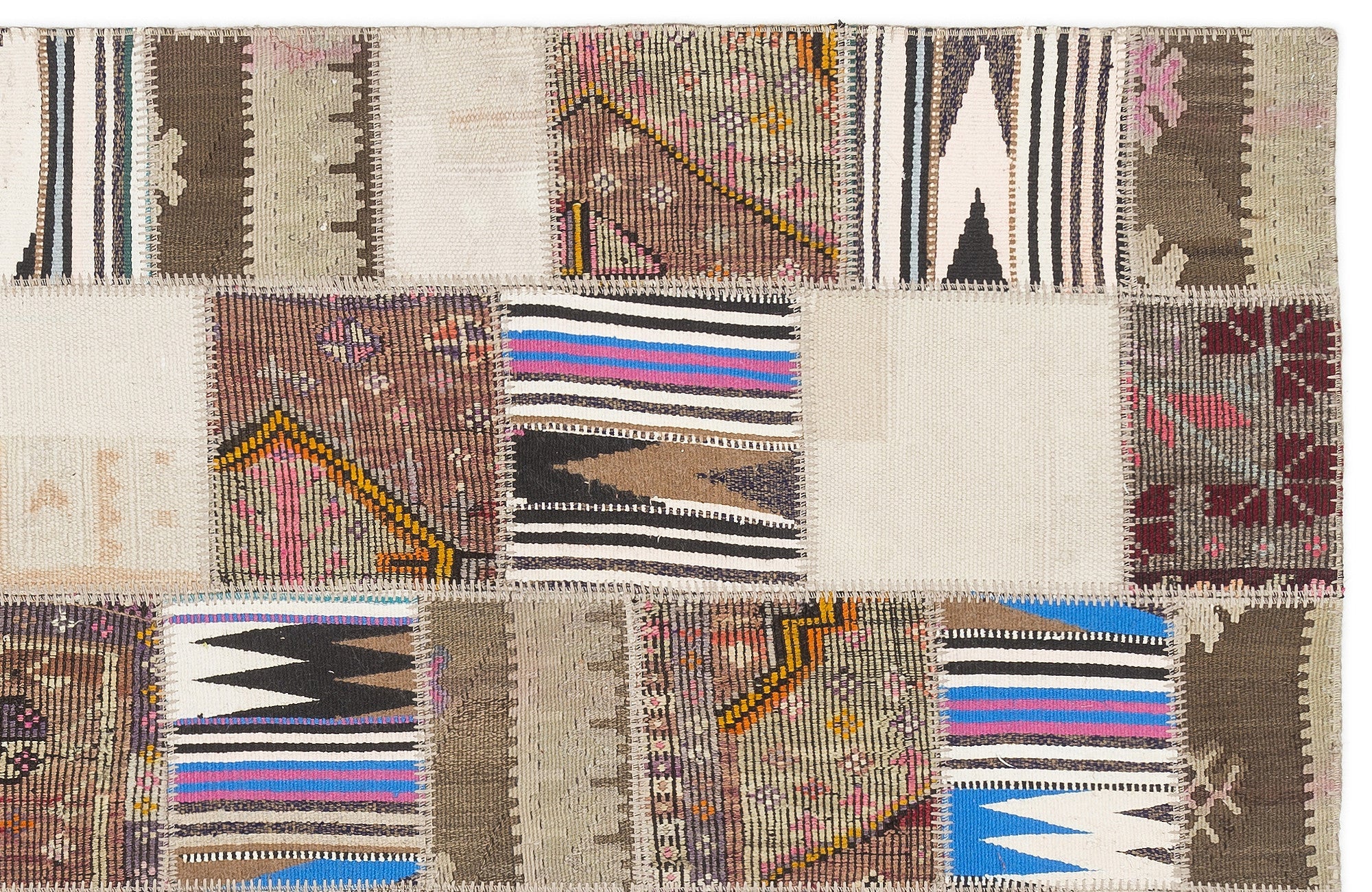 Teselya 11508 Beige Striped Wool Handmade Area Rug 3'11" x 6'0"