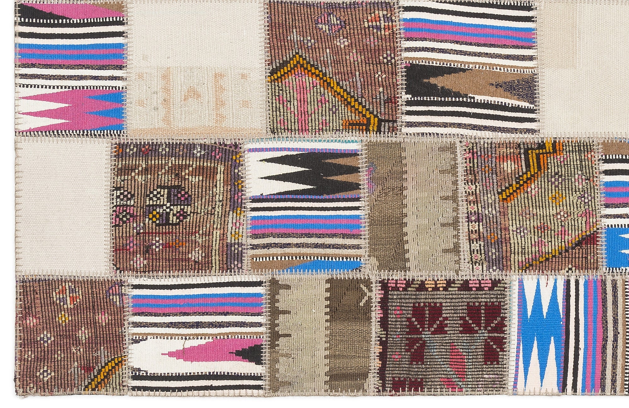 Teselya 11508 Beige Striped Wool Handmade Area Rug 3'11" x 6'0"