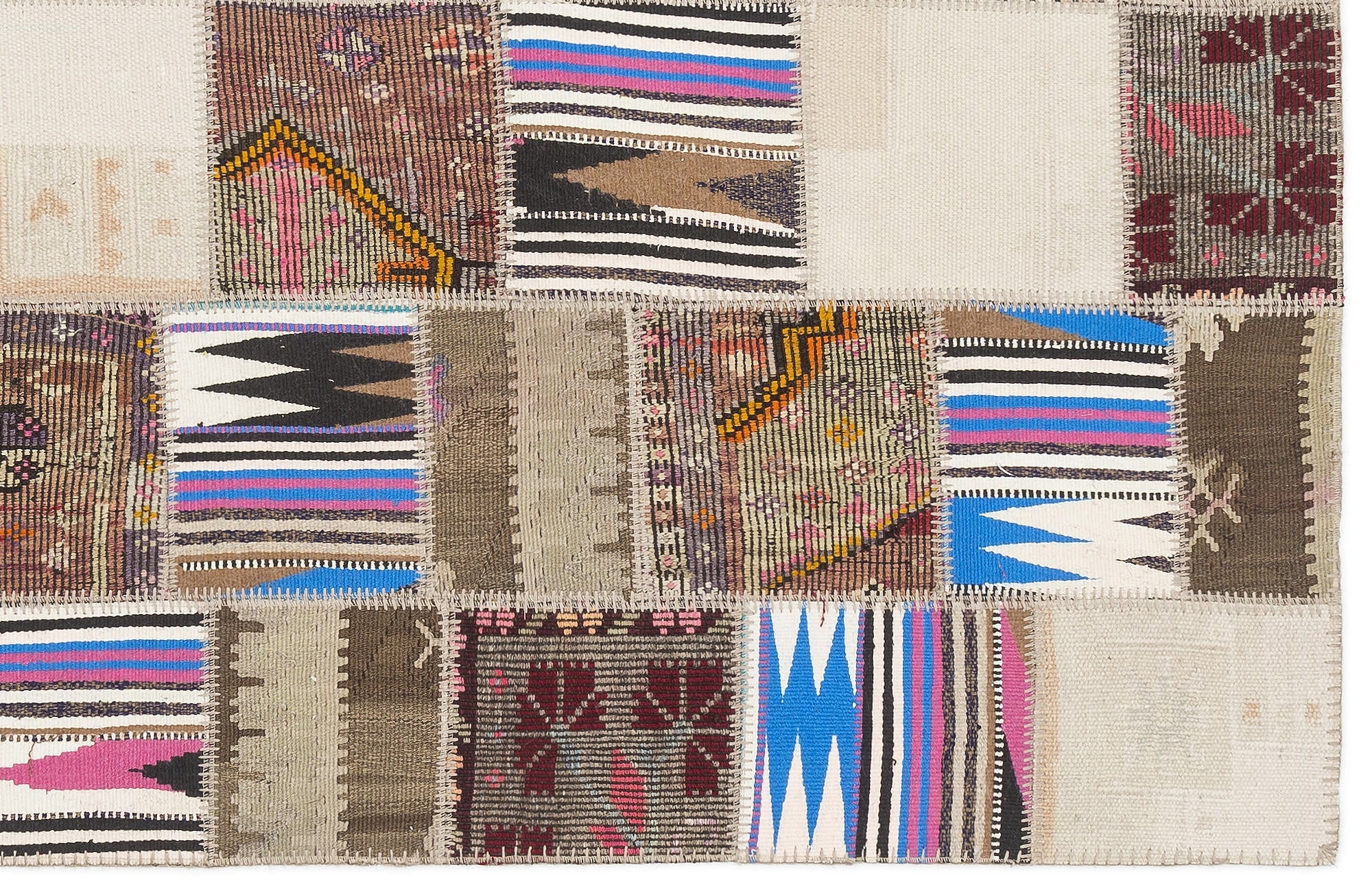 Teselya 11508 Beige Striped Wool Handmade Area Rug 3'11" x 6'0"