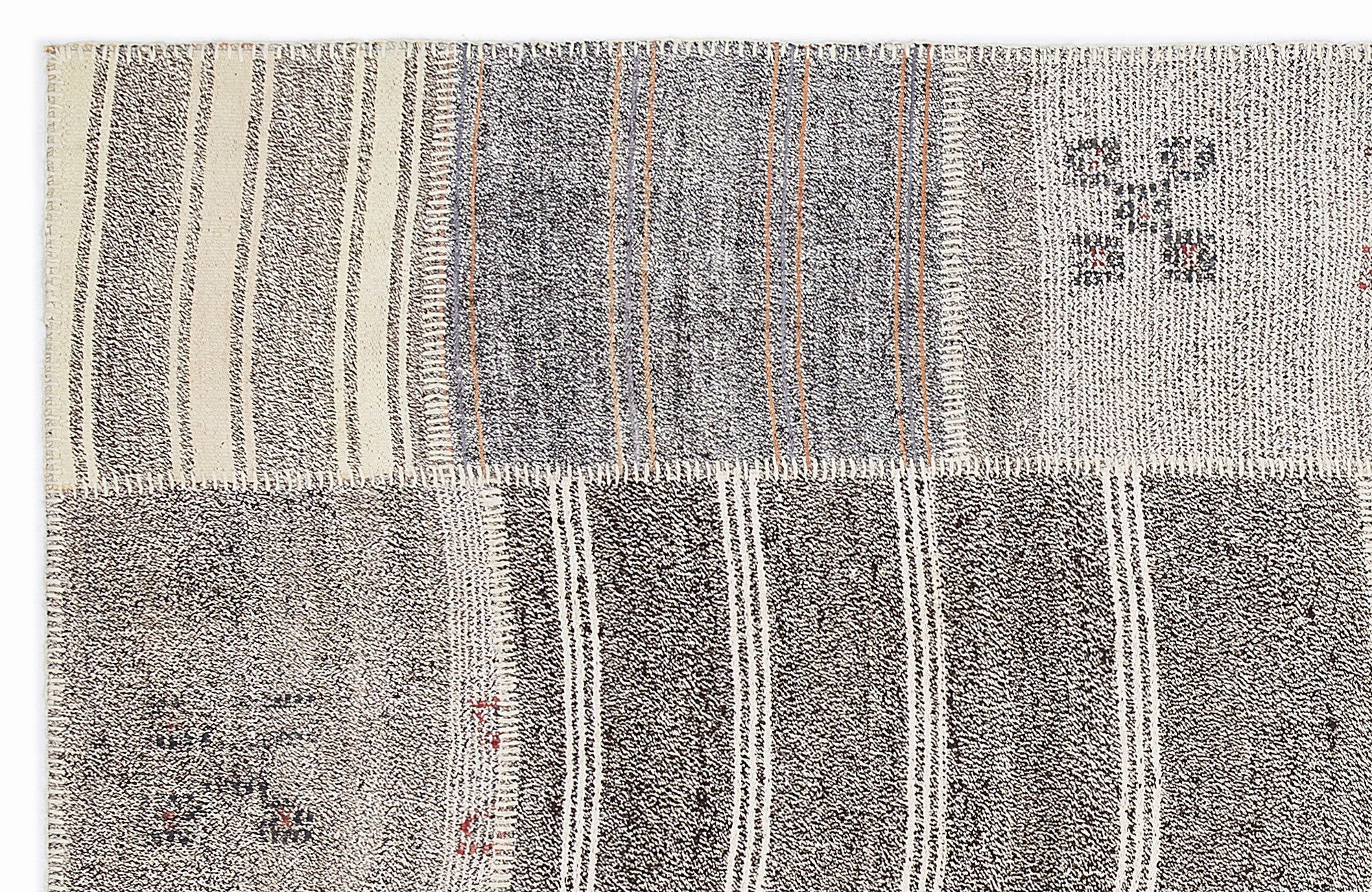 Teselya 1151 Beige Striped Wool Handmade Area Rug 5'3" x 7'7"
