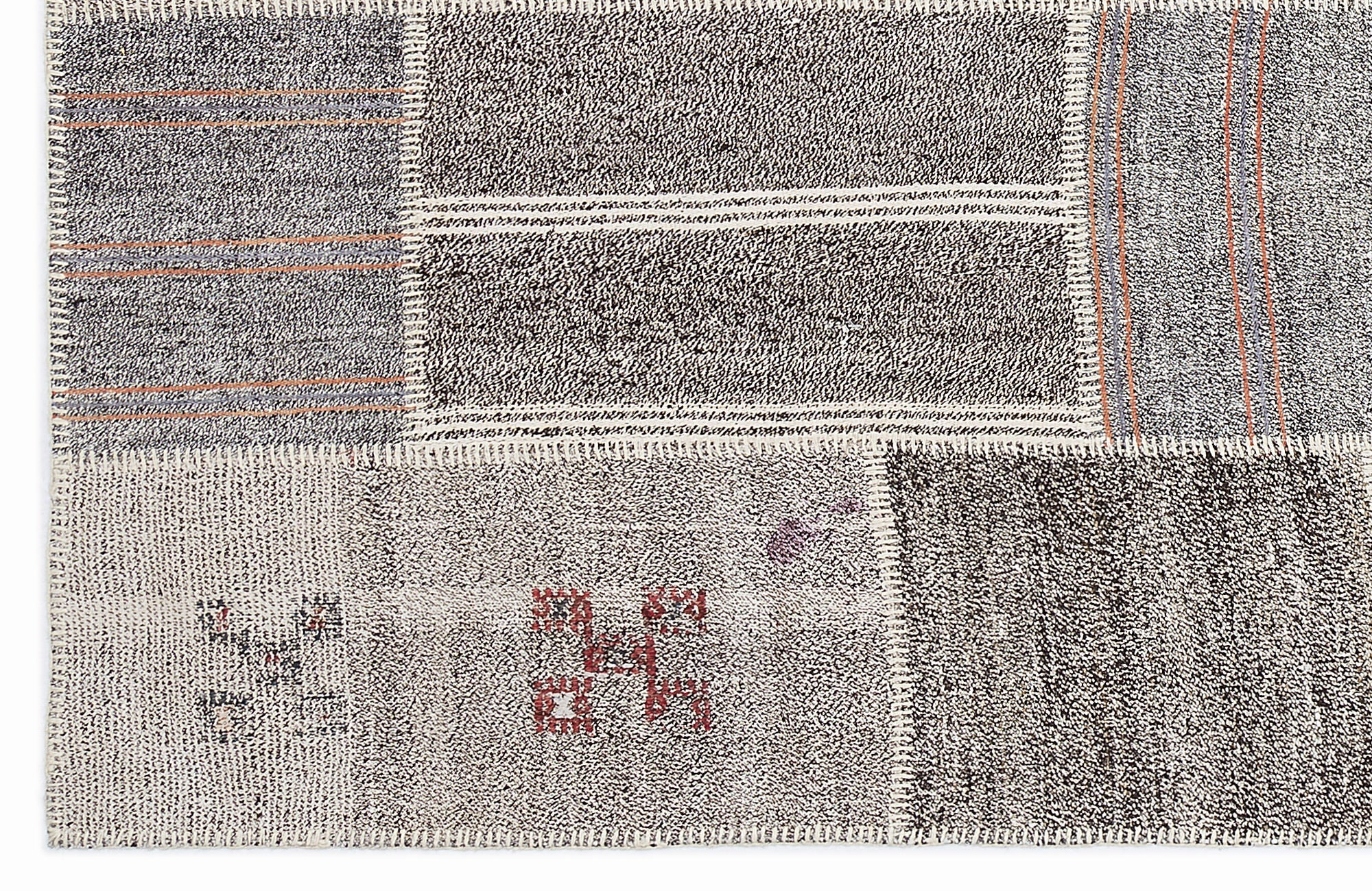 Teselya 1151 Beige Striped Wool Handmade Area Rug 5'3" x 7'7"