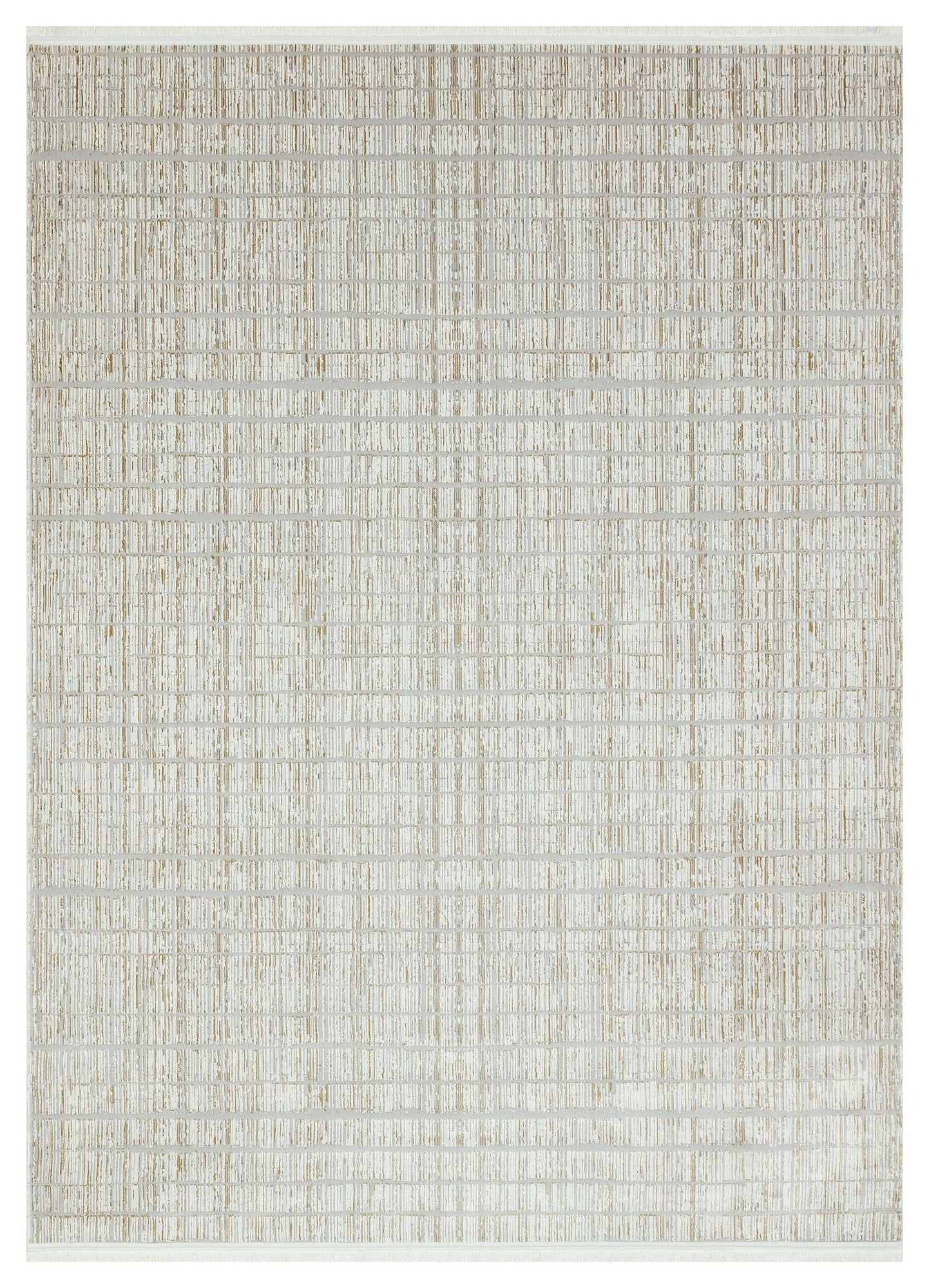 Cream Geometric Area Rug - Machine Made Cotton Yarn Carpet | Non Shedding, Easy Clean