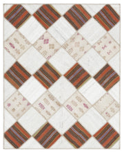 Teselya Beige Striped Wool Handmade Area Rug 5'8" x 7'0"