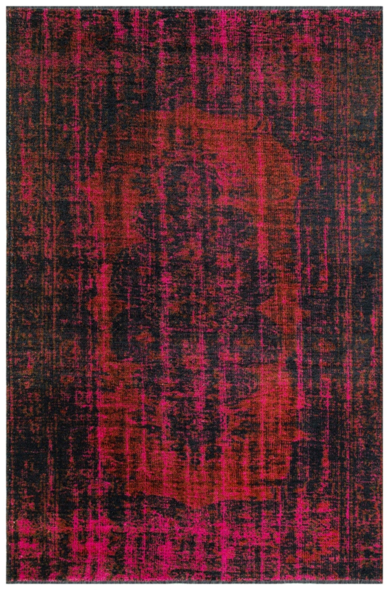 Modern Area Rug – Machine Made Rug Red Cotton Woven Carpet for Living Room
