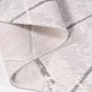 Grey Geometric Area Rug - Machine Made Rug with Soft Loop Pile Carpet