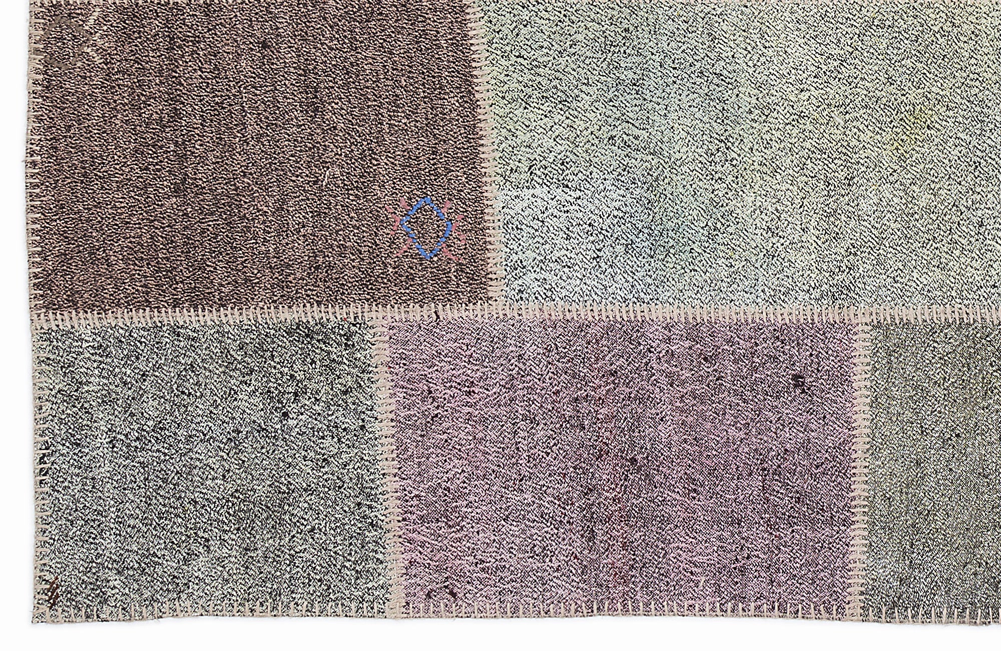 Teselya 1158 Purple Patchwork Wool Handmade Area Rug 5'3" x 7'7"
