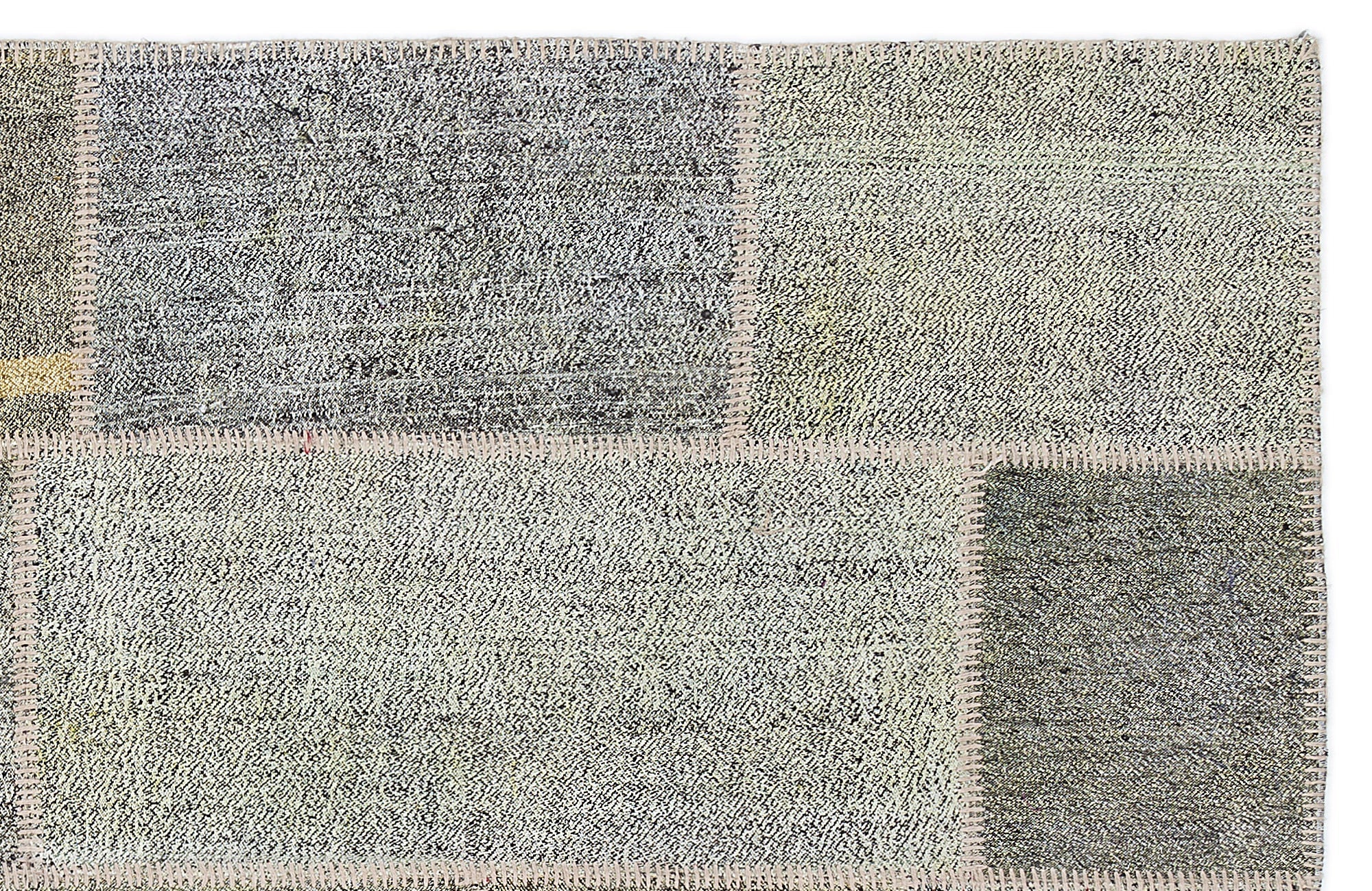 Teselya 1165 Grey Patchwork Wool Handmade Area Rug 5'3" x 7'7"