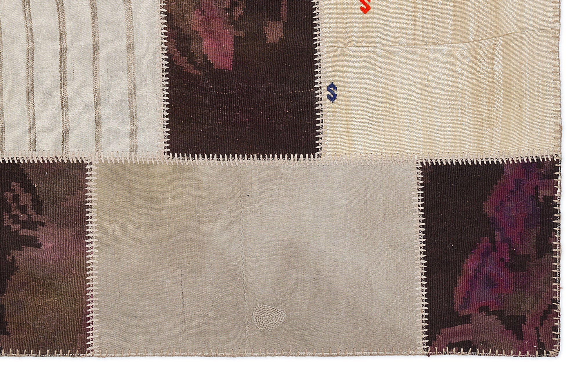 Teselya 1169 Beige Striped Wool Handmade Area Rug 5'3" x 7'7"
