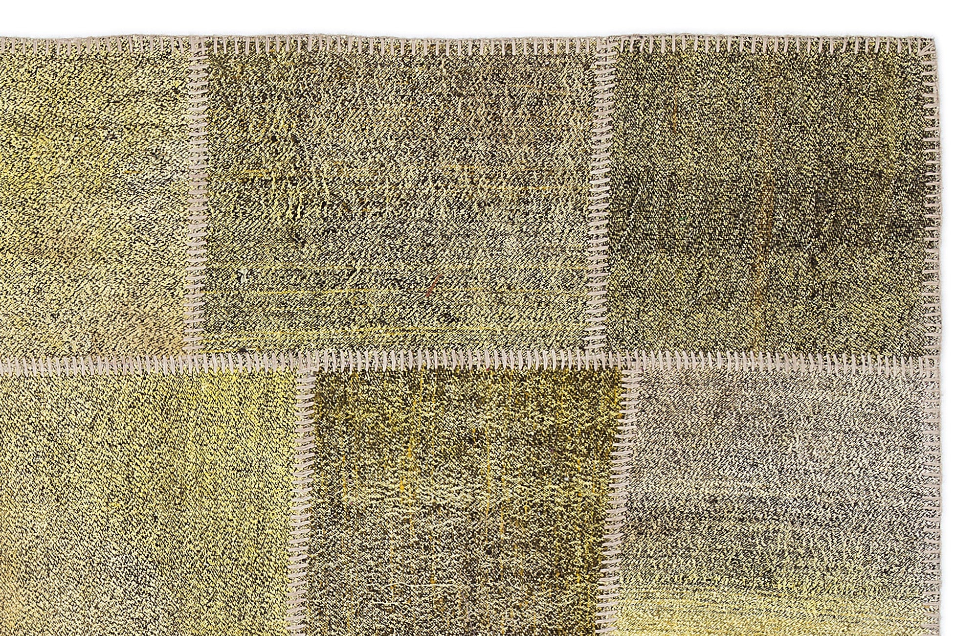 Teselya 1170 Yellow Patchwork Wool Handmade Area Rug 5'3" x 7'7"